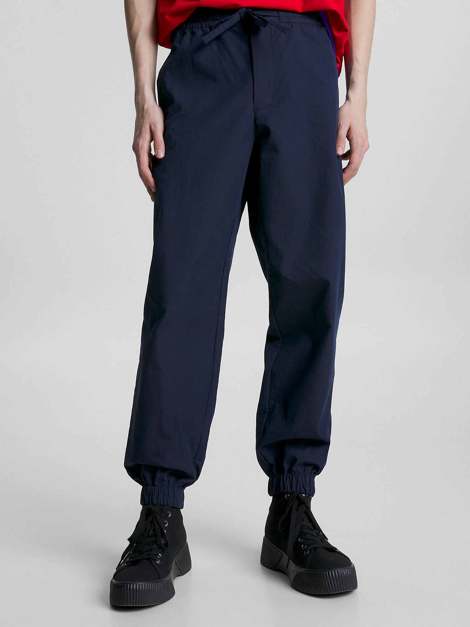 Tommy Jeans Pantaloni 'Letterman' bleumarin / roșu / alb - Pled.ro