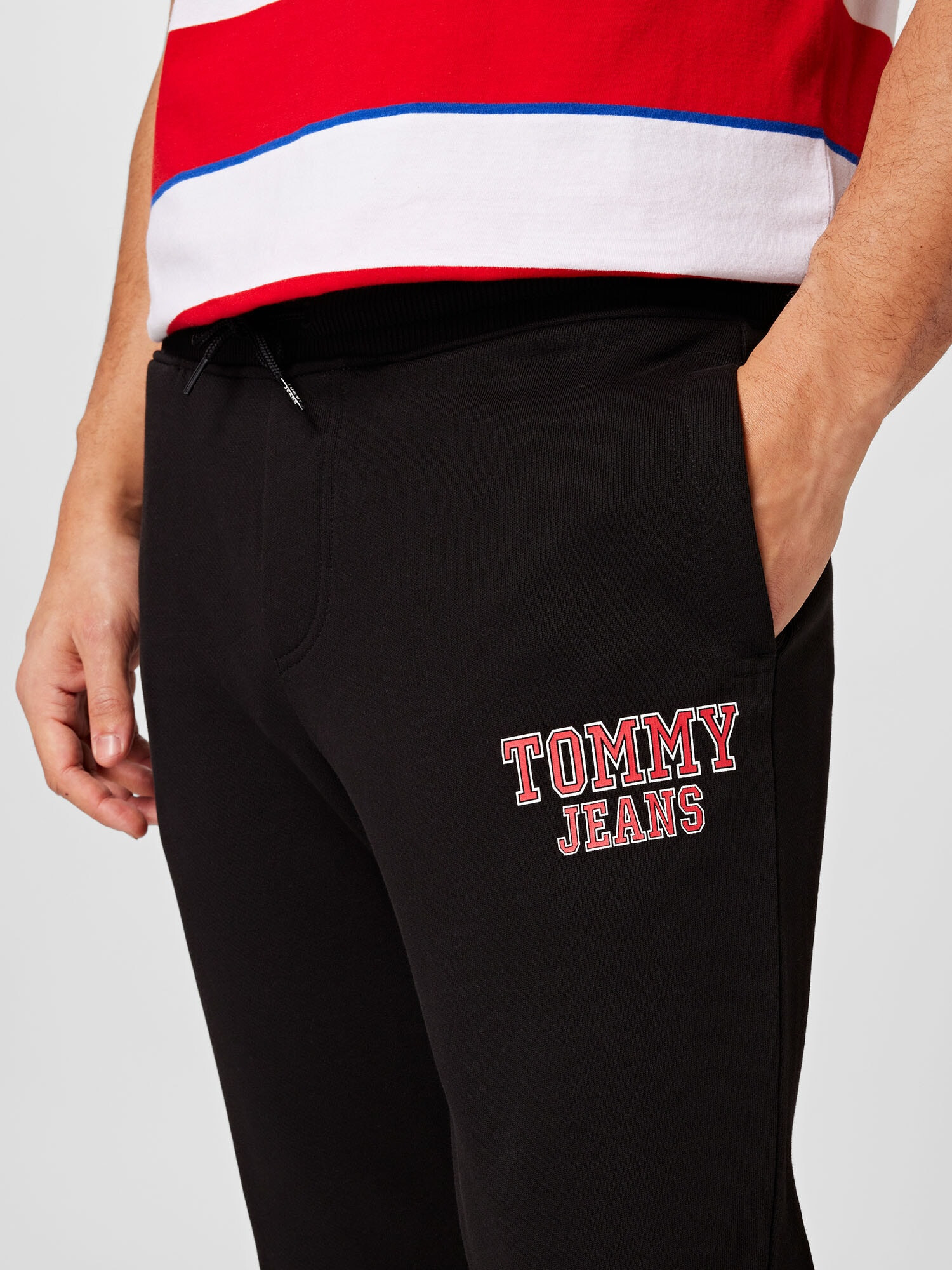 Tommy Jeans Pantaloni negru / alb murdar - Pled.ro