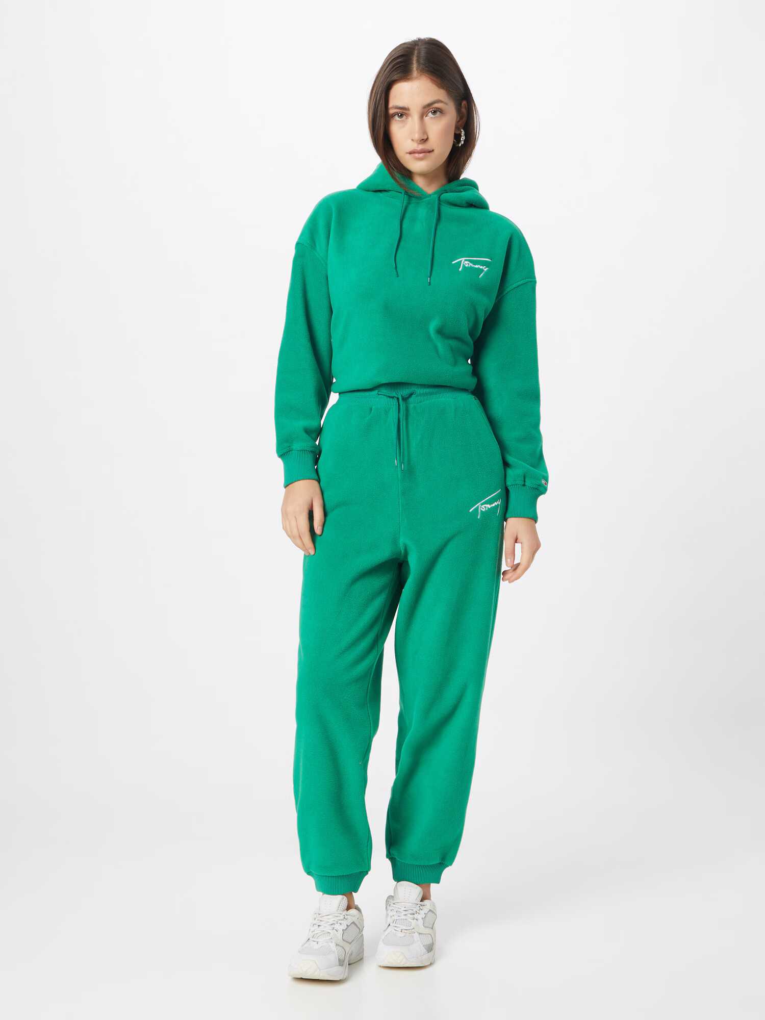 Tommy Jeans Pantaloni verde / alb - Pled.ro