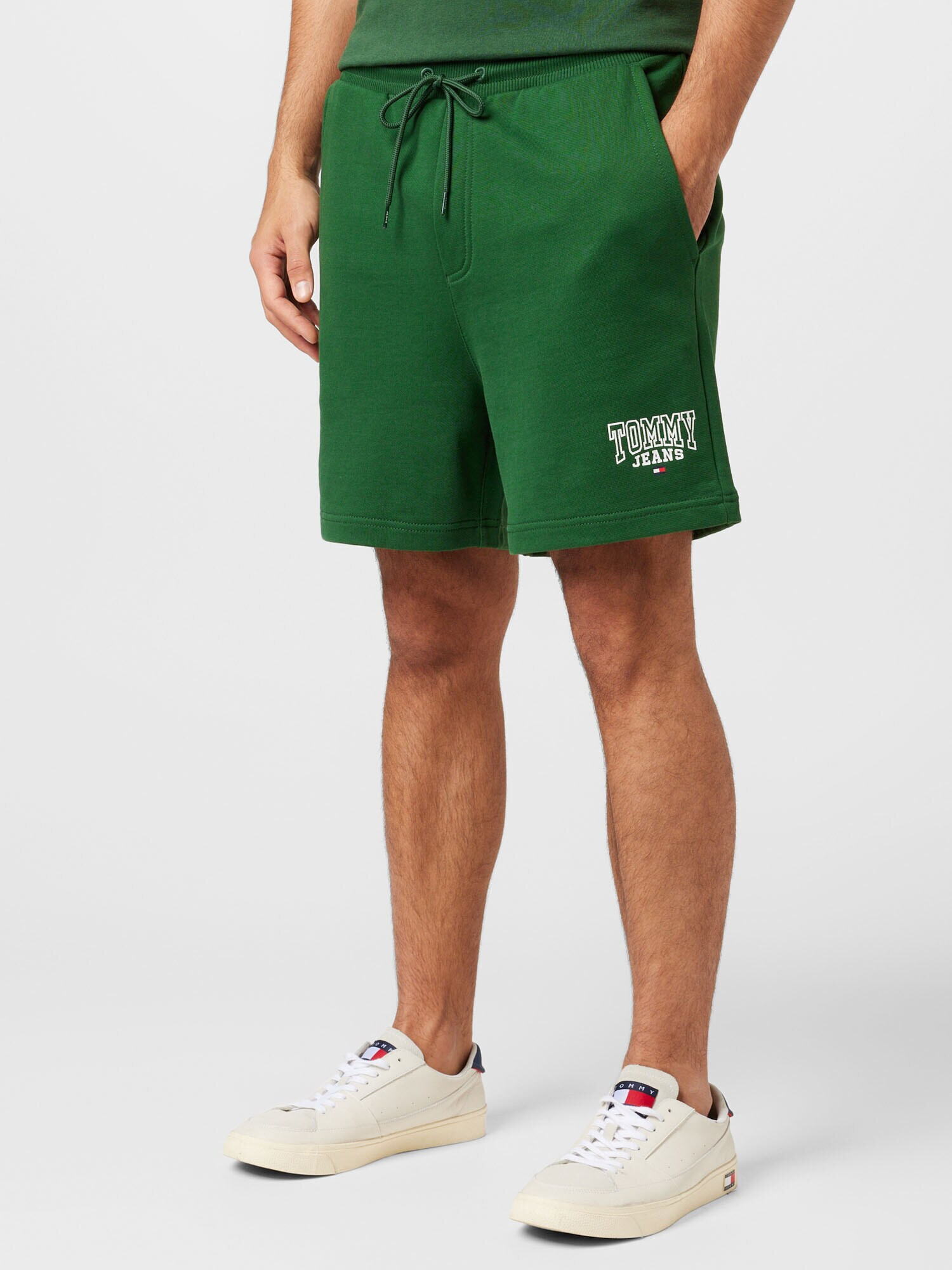 Tommy Jeans Pantaloni verde iarbă / alb - Pled.ro