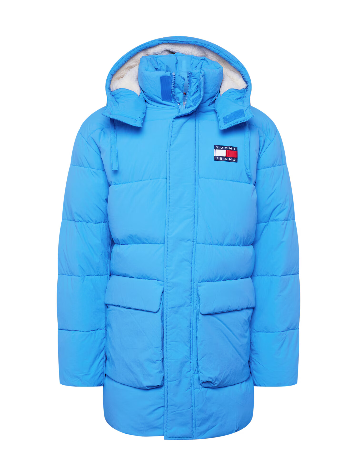 Tommy Jeans Parka de primăvară-toamnă bleumarin / azuriu / roși aprins / alb - Pled.ro