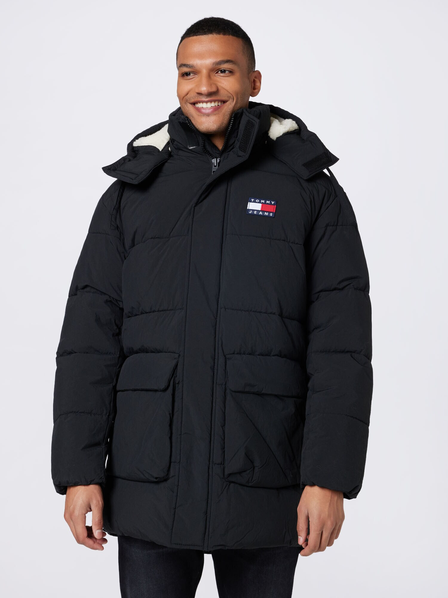 Tommy Jeans Parka de primăvară-toamnă bleumarin / roșu / negru / alb - Pled.ro