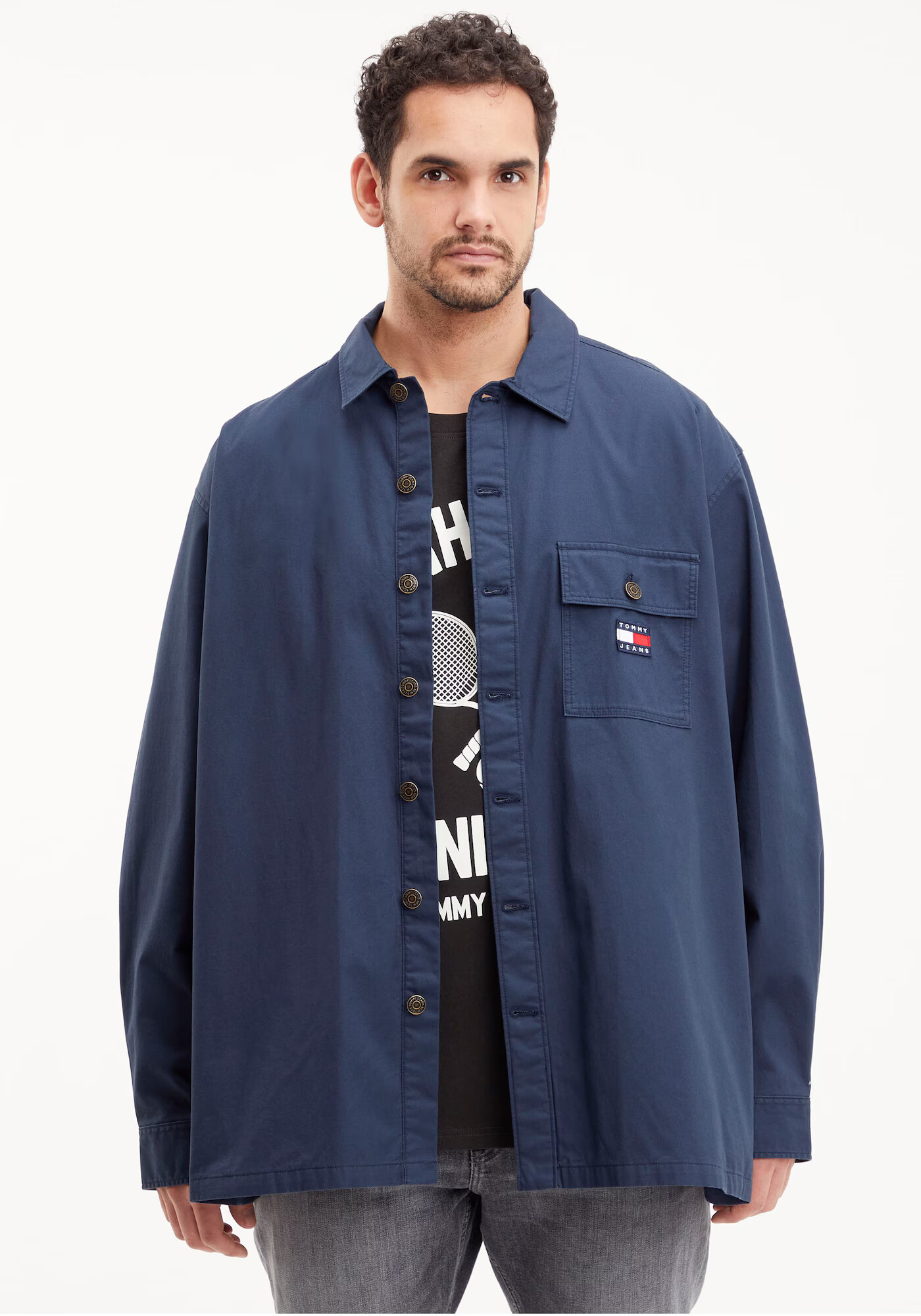 Tommy Jeans Plus Cămașă bleumarin / roșu / alb - Pled.ro