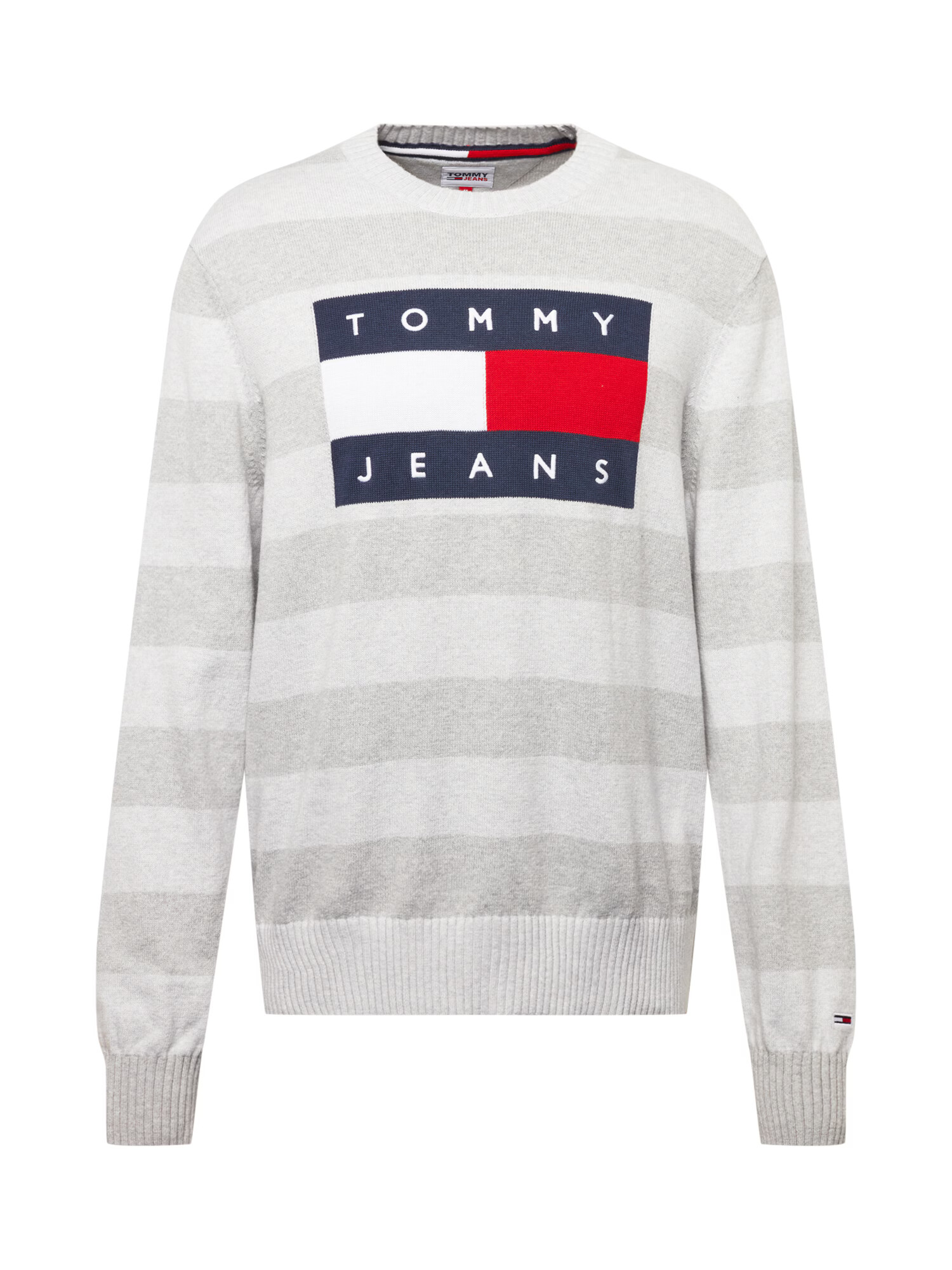 Tommy Jeans Pulover albastru noapte / gri deschis / roșu / alb - Pled.ro