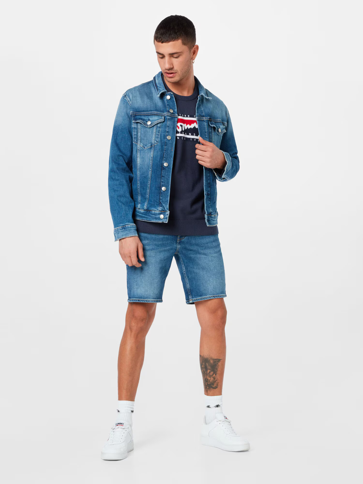 Tommy Jeans Pulover albastru noapte / roșu / alb - Pled.ro