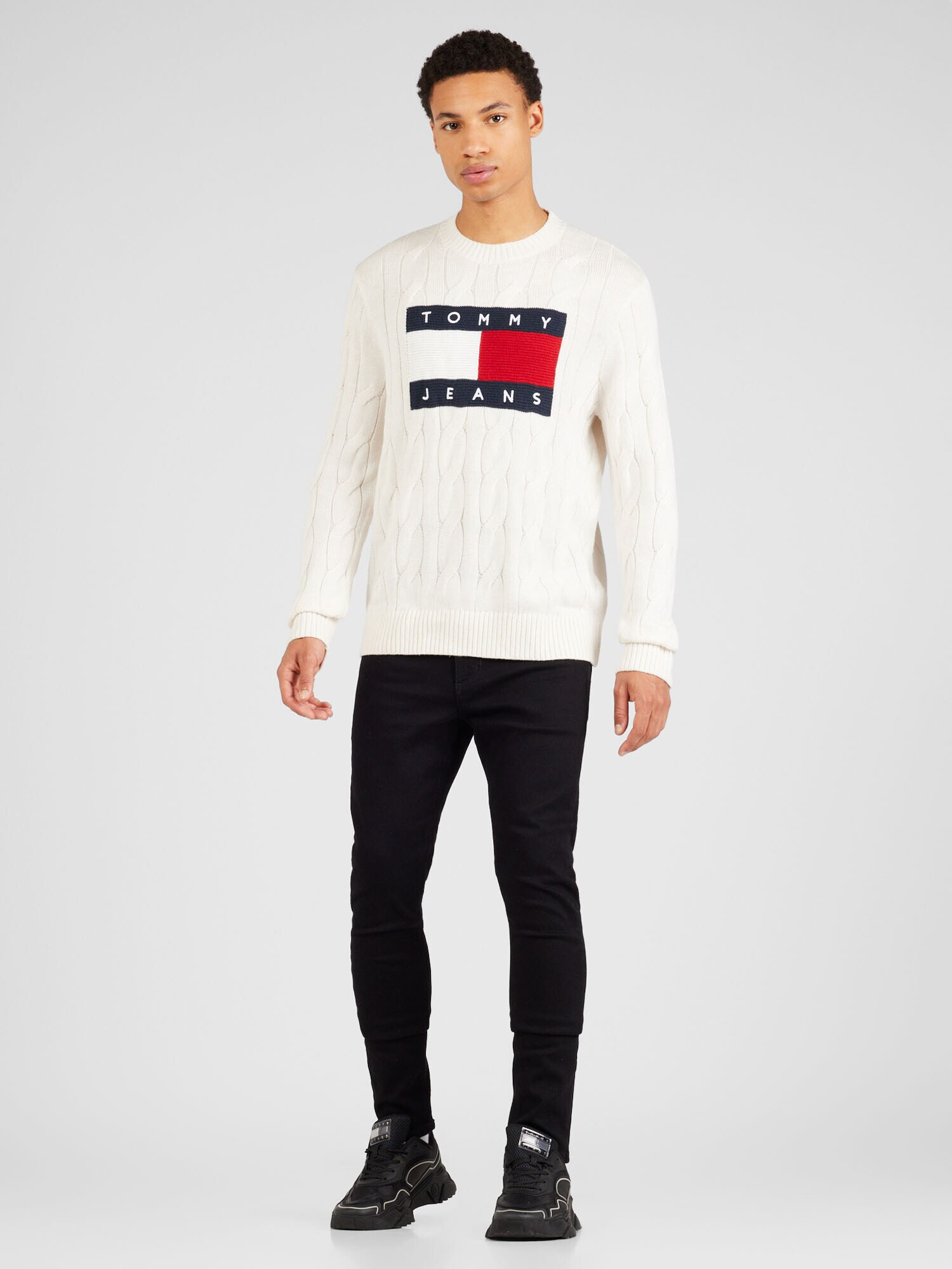 Tommy Jeans Pulover albastru noapte / roșu / alb / alb natural - Pled.ro