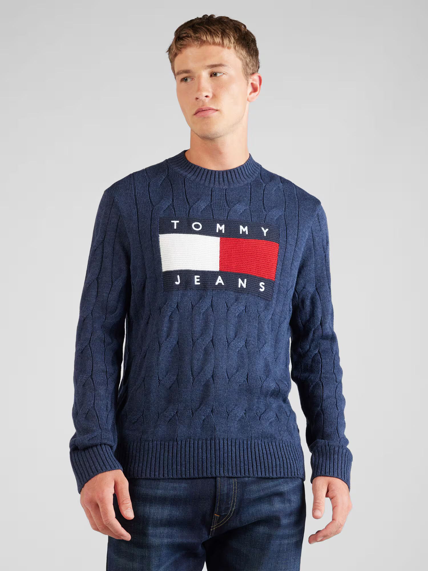 Tommy Jeans Pulover bleumarin / albastru închis / roșu / alb - Pled.ro