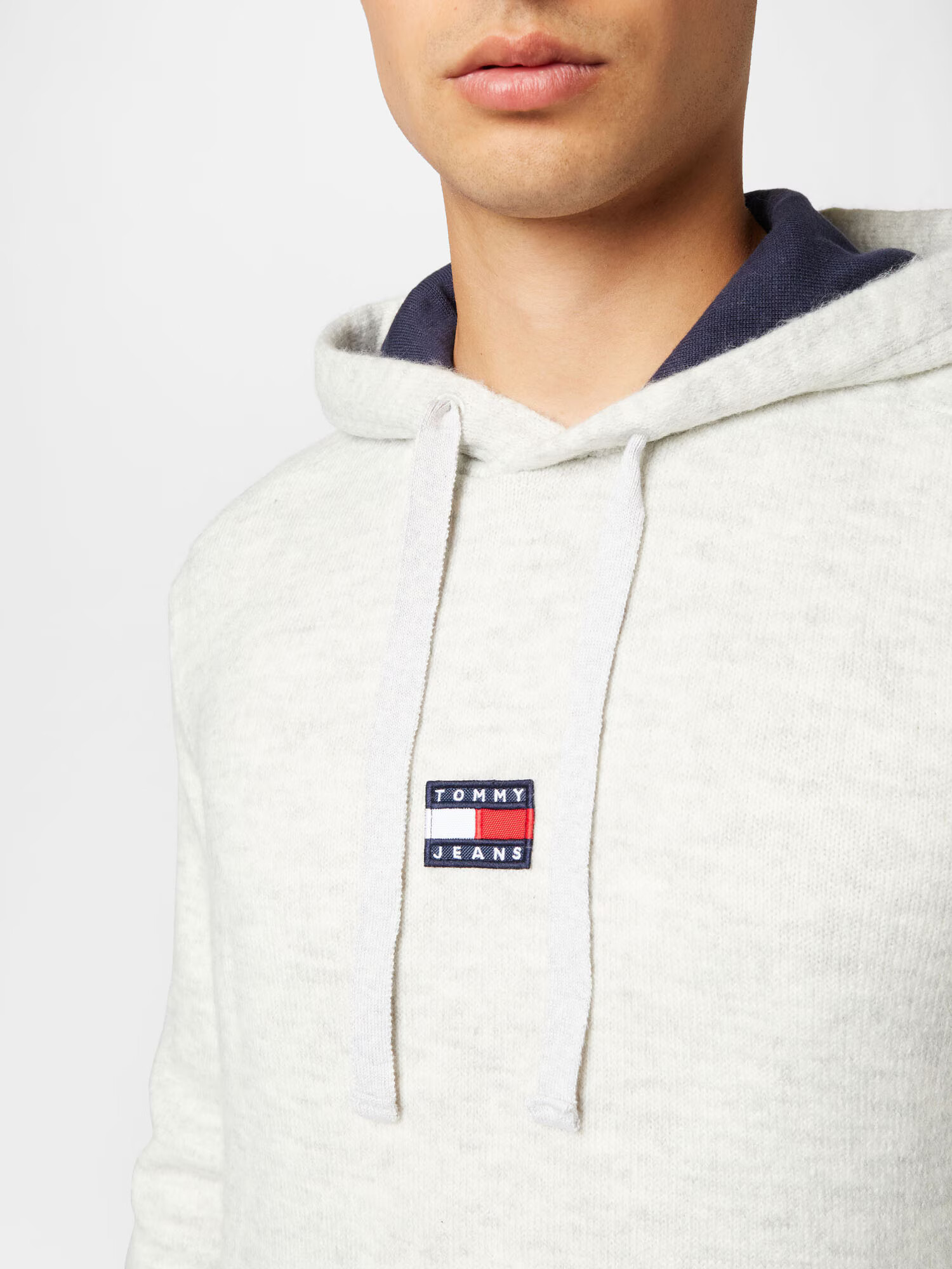 Tommy Jeans Pulover bleumarin / gri deschis / roșu / alb - Pled.ro