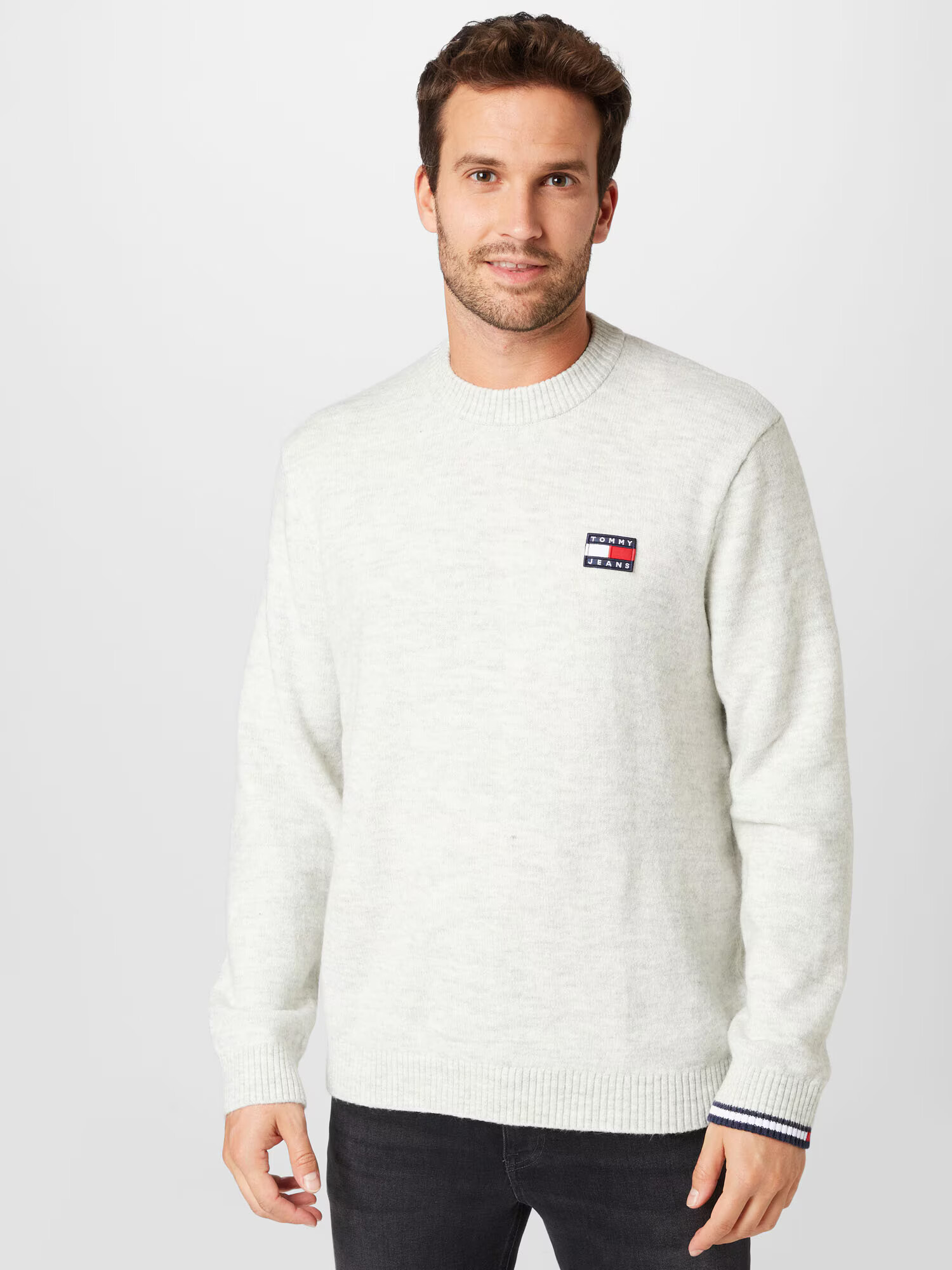 Tommy Jeans Pulover bleumarin / gri / roșu / alb - Pled.ro