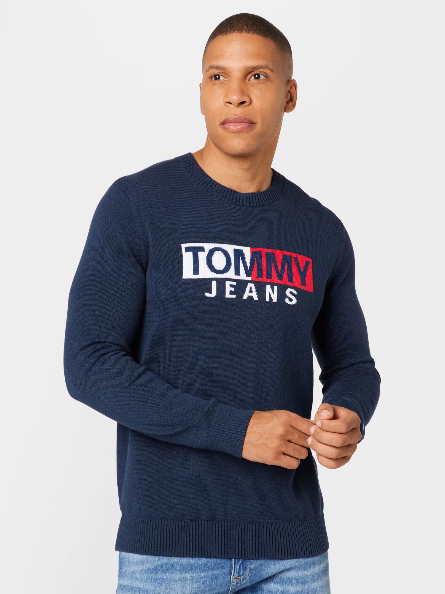 Tommy Jeans Pulover bleumarin / roșu / alb - Pled.ro