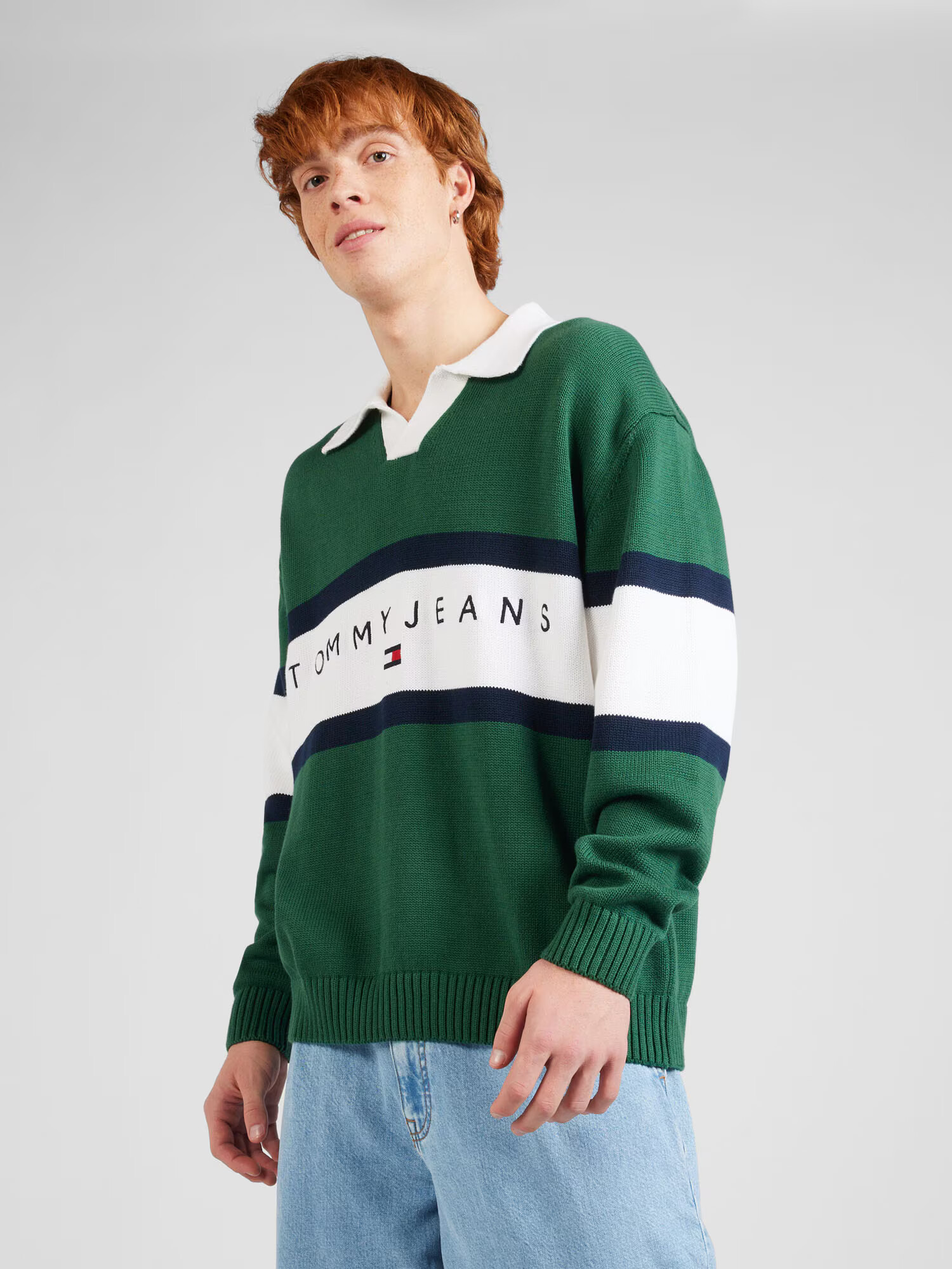 Tommy Jeans Pulover bleumarin / verde / roșu / alb - Pled.ro