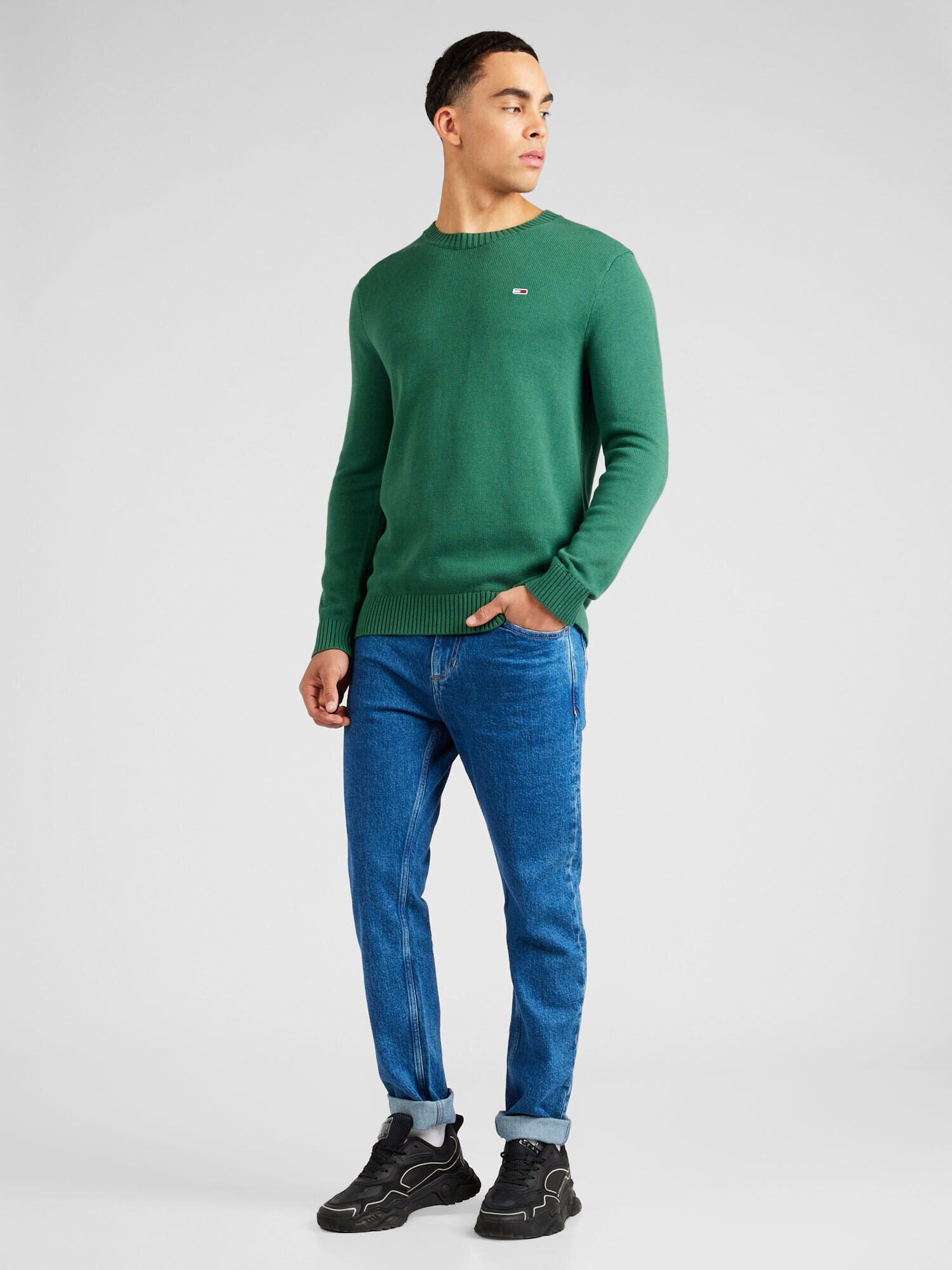 Tommy Jeans Pulover 'ESSENTIALS' bleumarin / verde / roșu / alb - Pled.ro