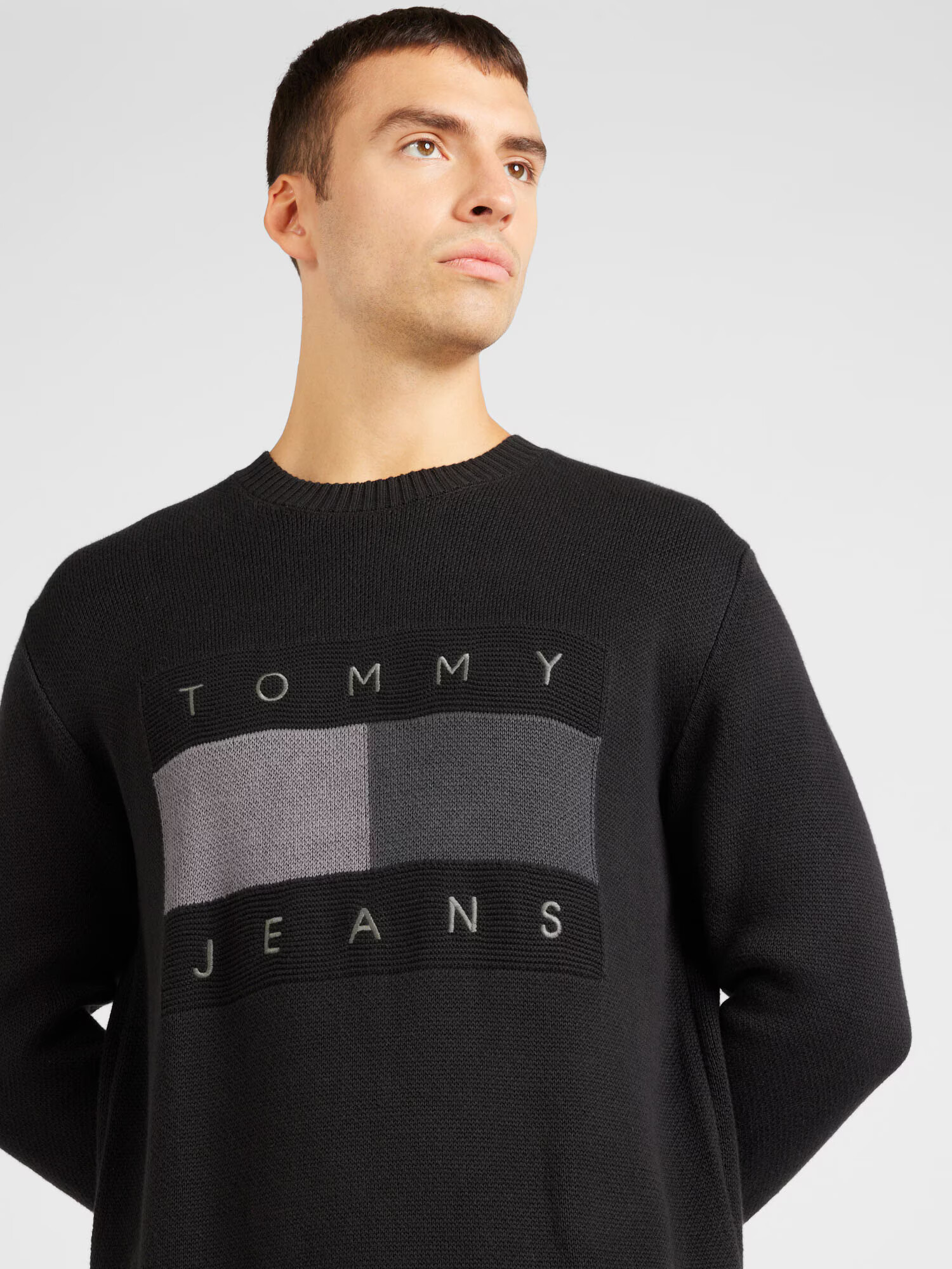 Tommy Jeans Pulover gri metalic / gri închis / negru / alb - Pled.ro