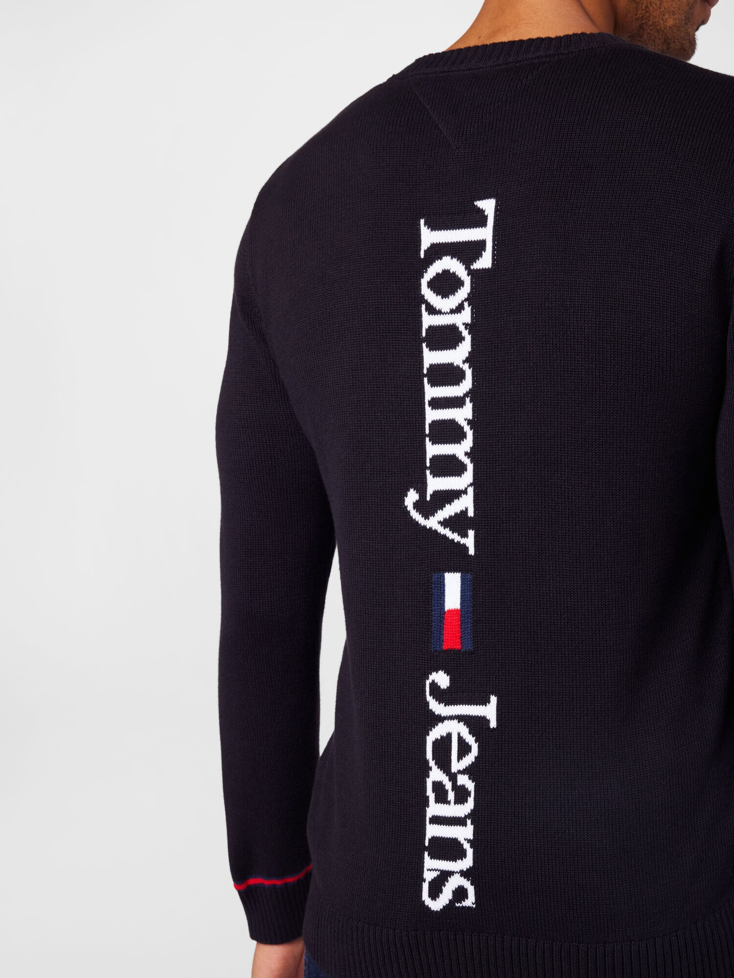 Tommy Jeans Pulover 'Intarsia' roșu / negru / alb - Pled.ro