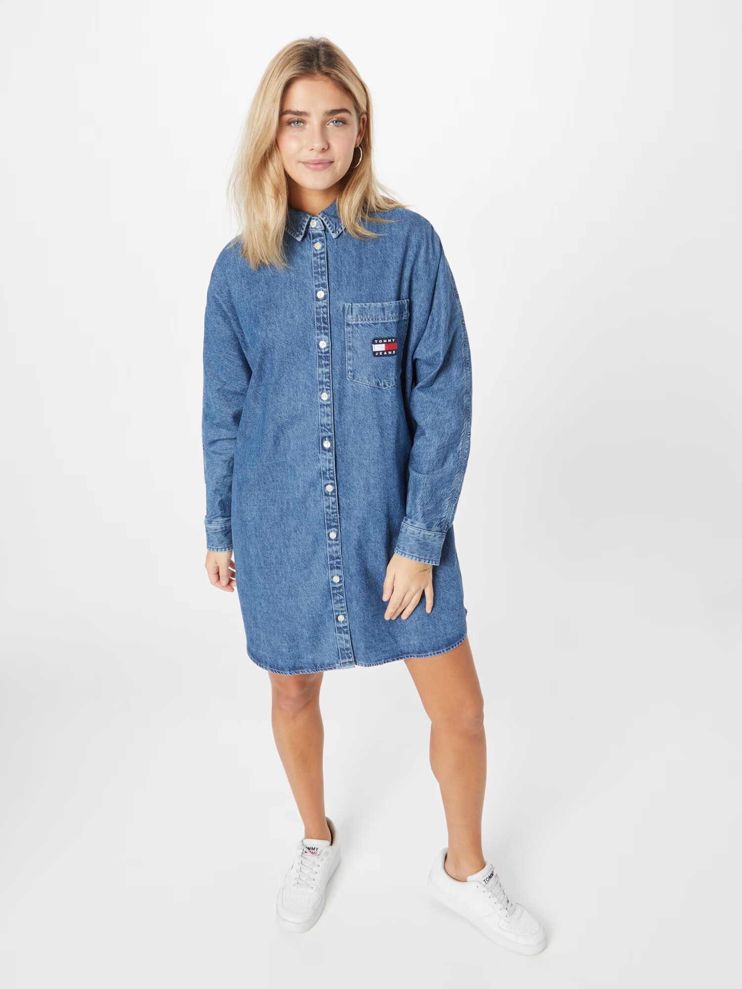 Tommy Jeans Rochie albastru denim / albastru închis / roși aprins / alb - Pled.ro