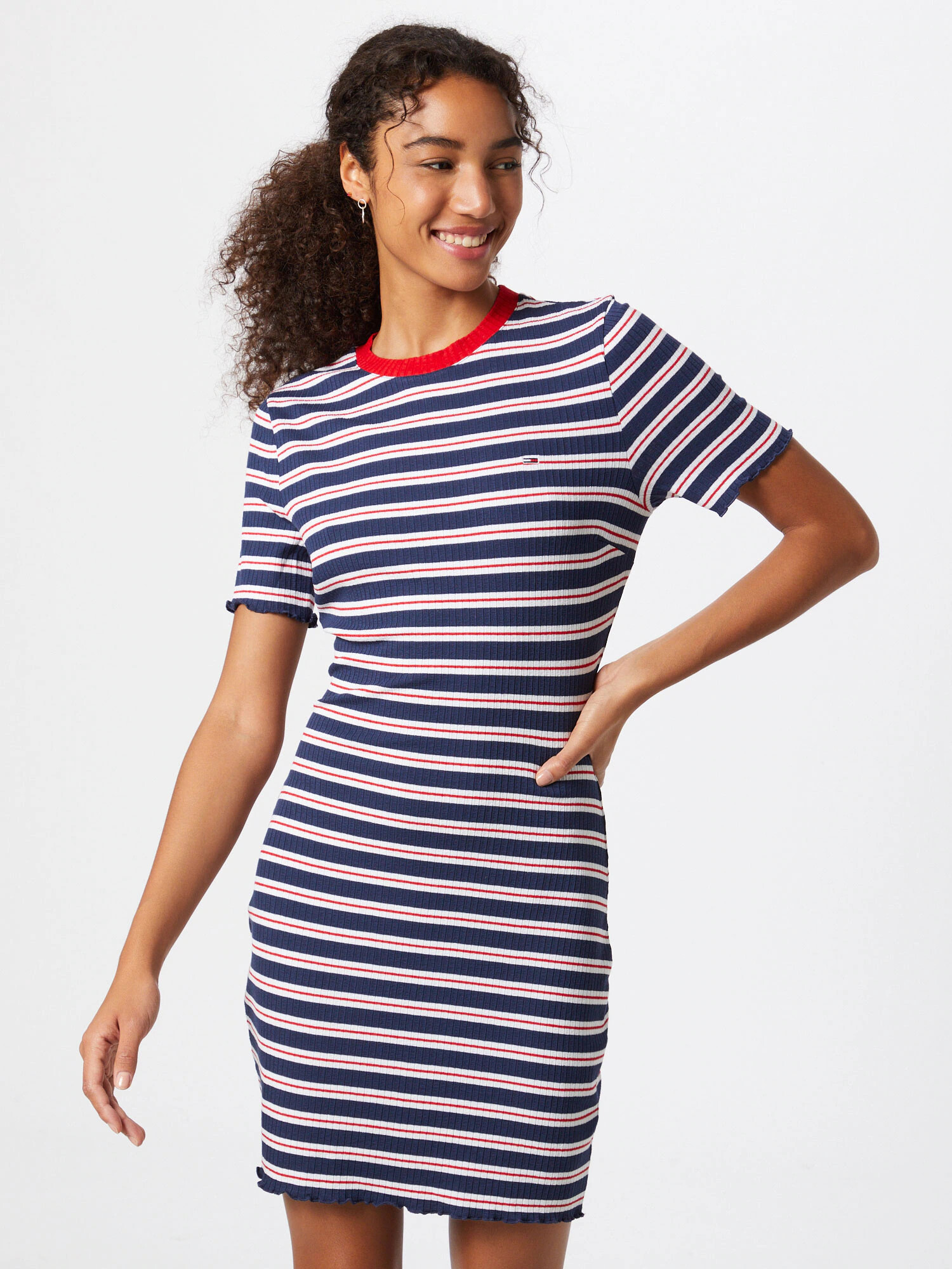 Tommy Jeans Rochie bleumarin / alb - Pled.ro