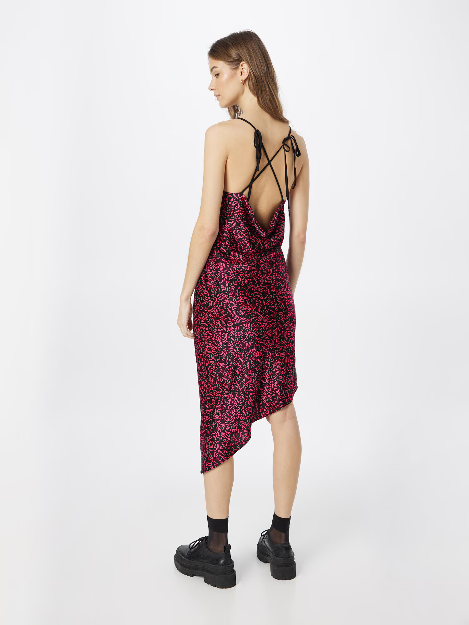 Tommy Jeans Rochie de cocktail fucsia / negru - Pled.ro