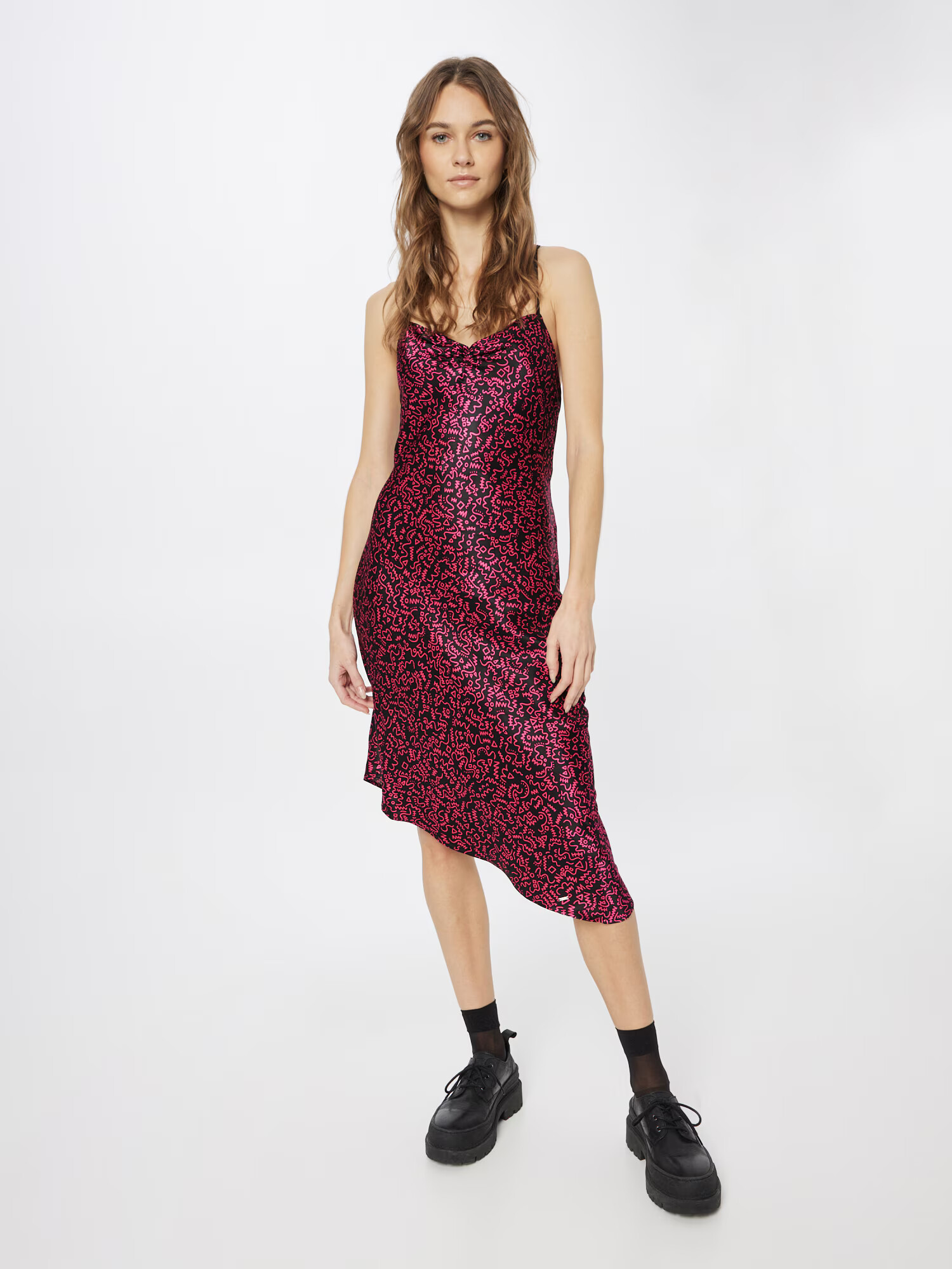 Tommy Jeans Rochie de cocktail fucsia / negru - Pled.ro