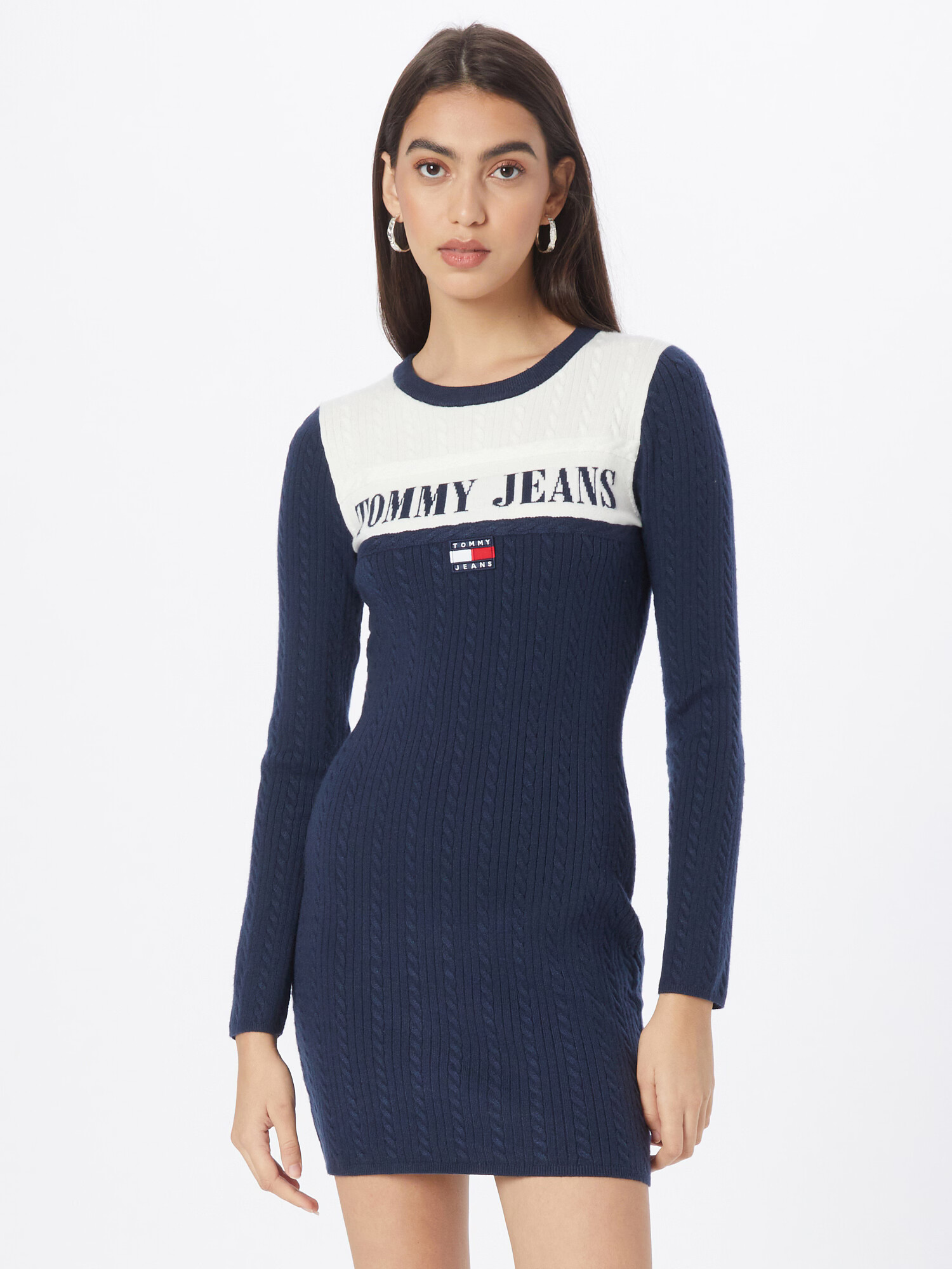 Tommy Jeans Rochie tricotat albastru marin / roșu / alb - Pled.ro