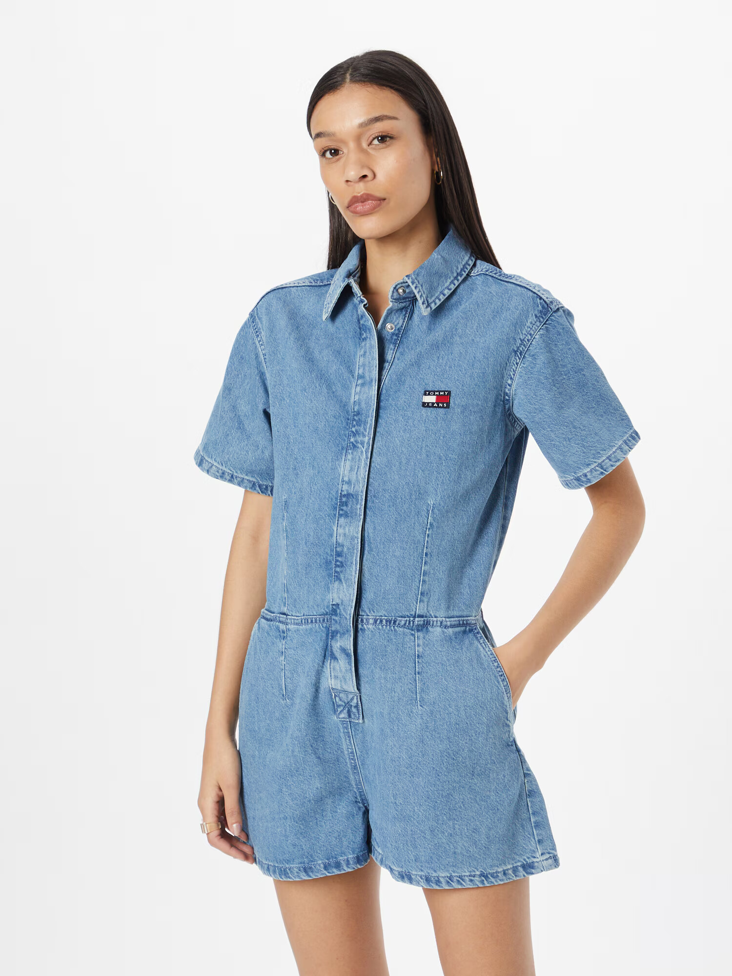 Tommy Jeans Salopeta bleumarin / albastru denim / roșu / alb - Pled.ro