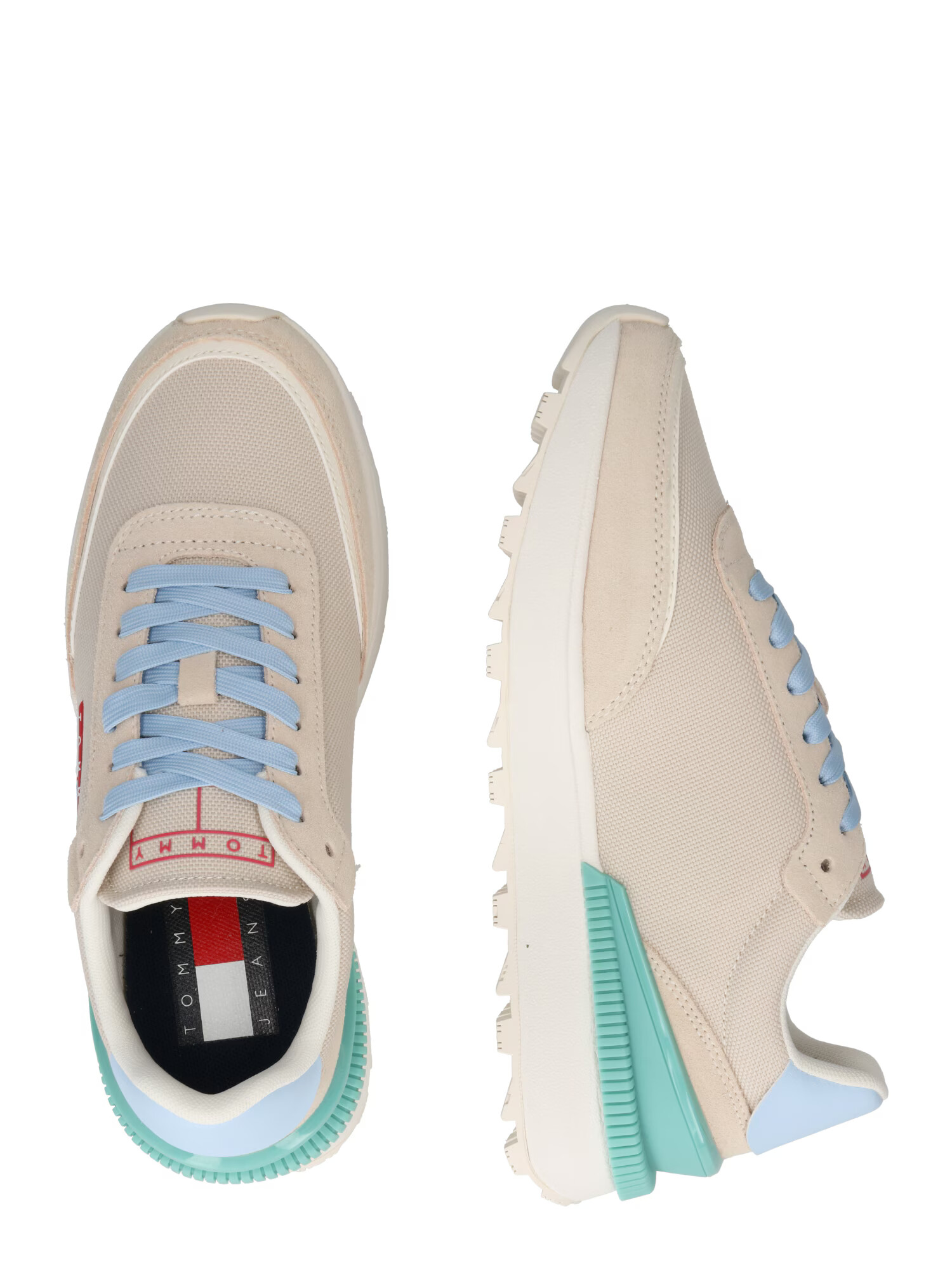 Tommy Jeans Sneaker low alb kitt / albastru deschis / verde mentă / alb - Pled.ro