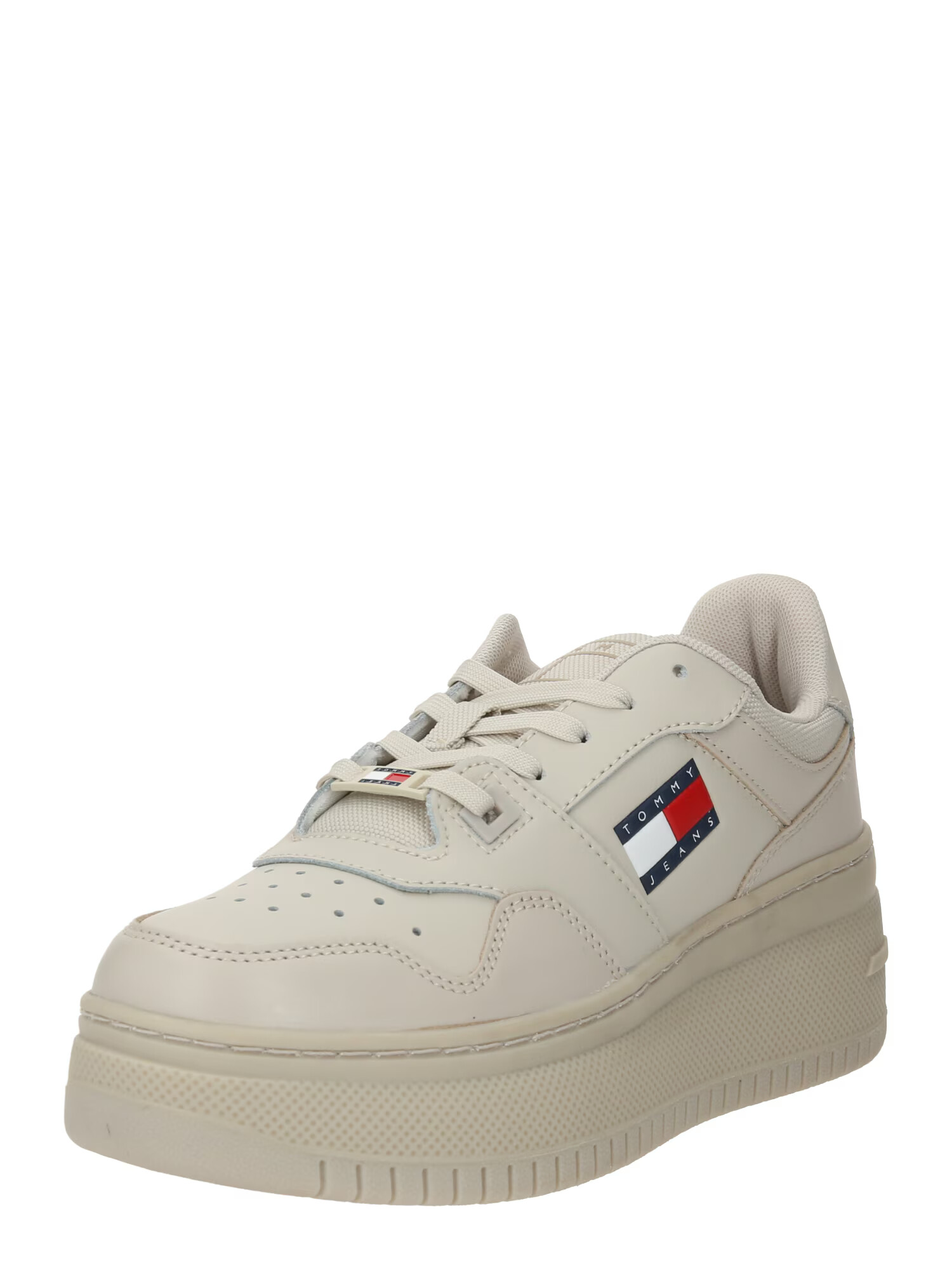 Tommy Jeans Sneaker low 'Retro Basket' bej / bleumarin / roșu / alb murdar - Pled.ro