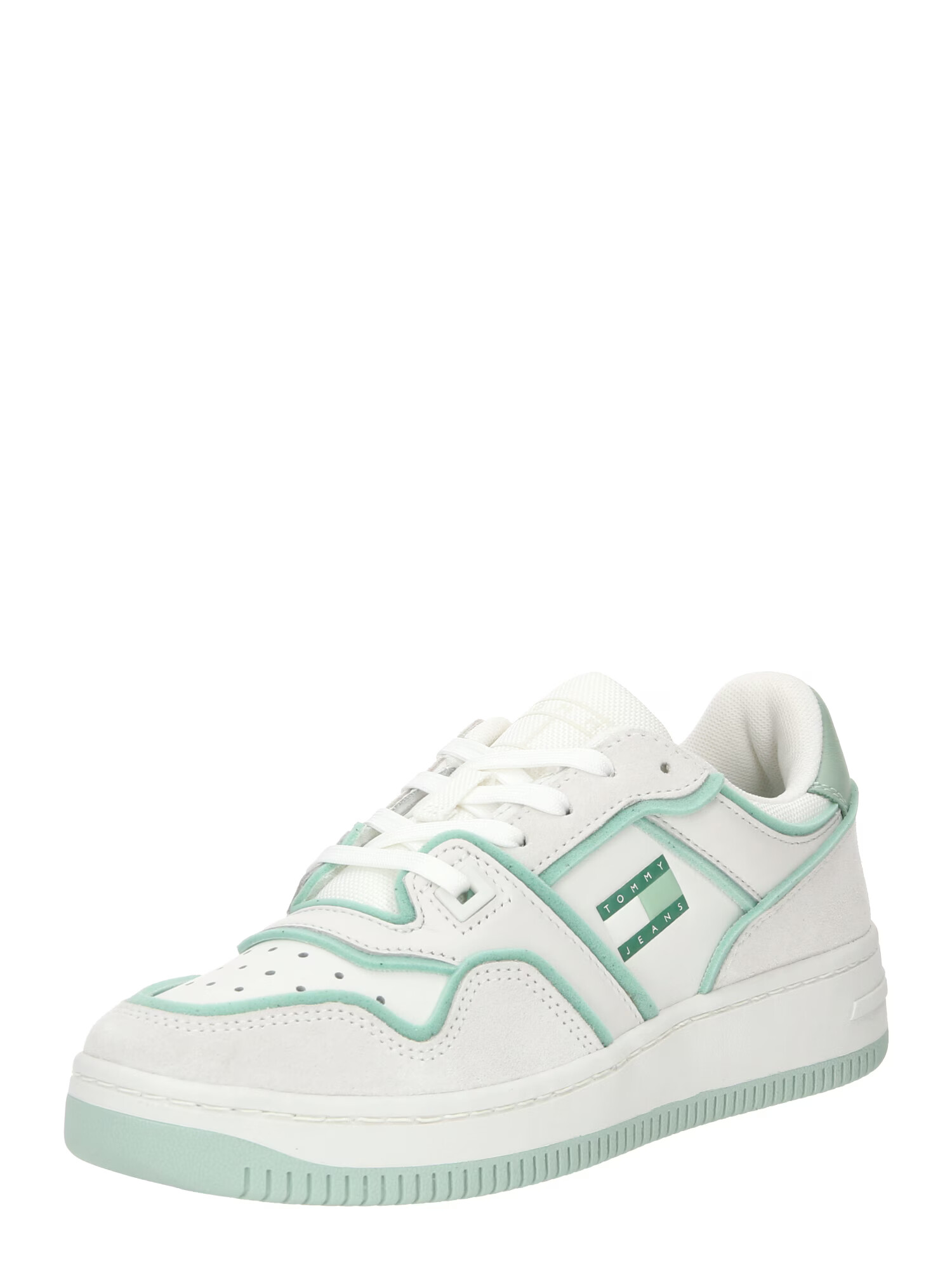 Tommy Jeans Sneaker low 'RETRO BASKET' verde pastel / alb - Pled.ro