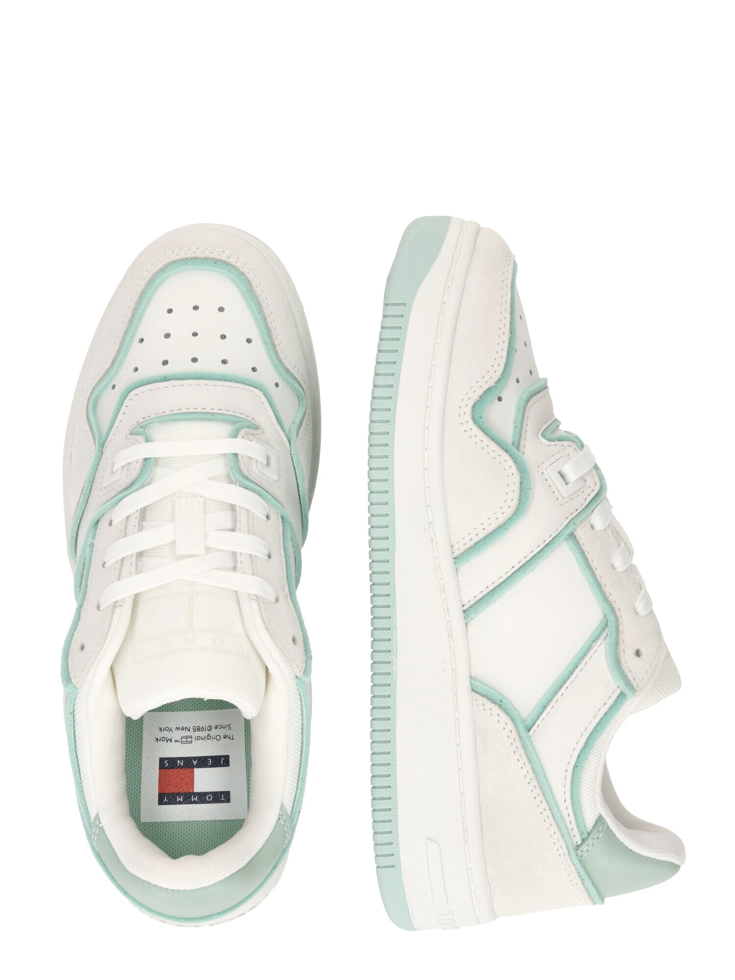 Tommy Jeans Sneaker low 'RETRO BASKET' verde pastel / alb - Pled.ro