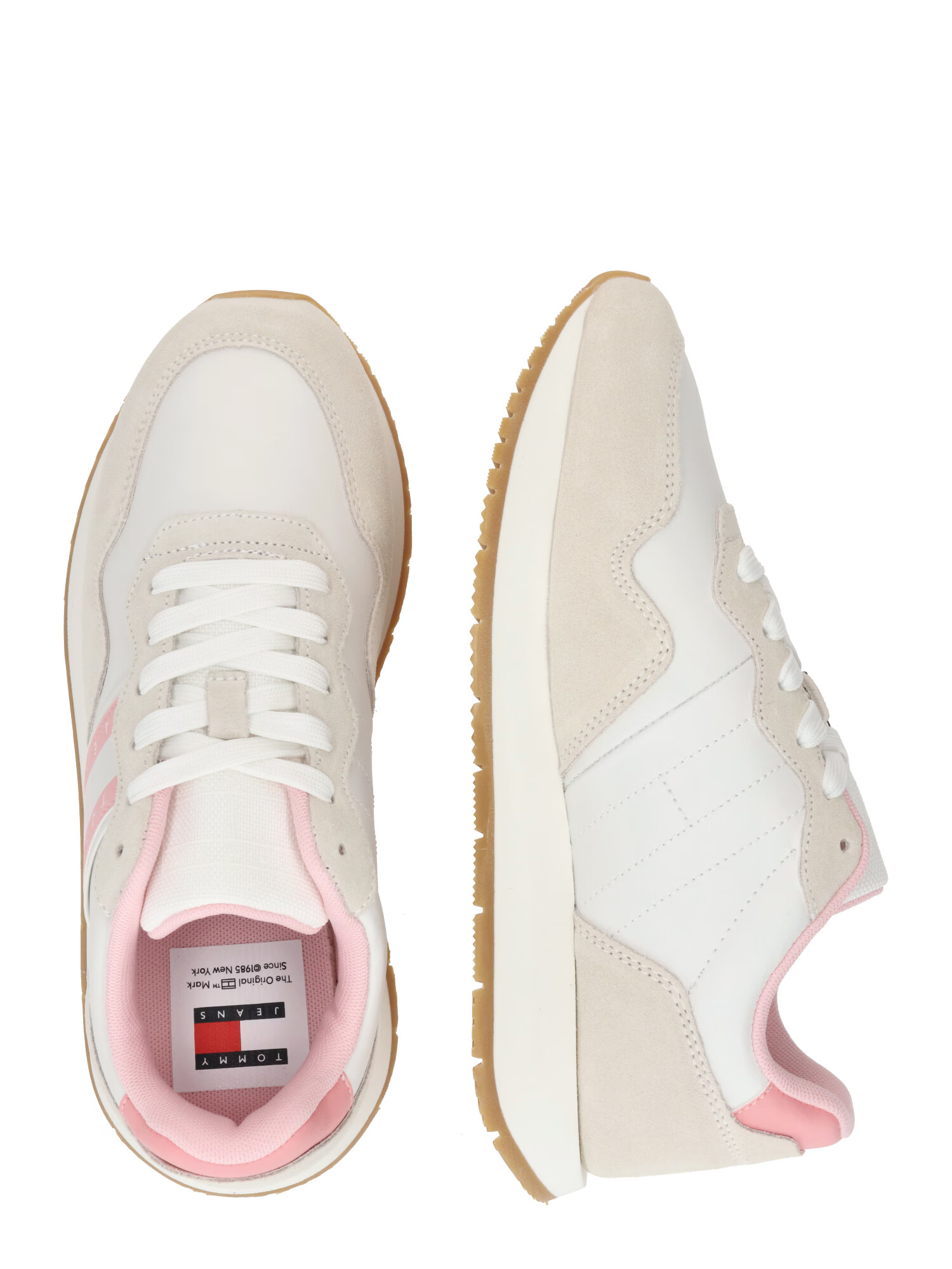 Tommy Jeans Sneaker low 'RUNNER MAT' gri taupe / roz / alb - Pled.ro