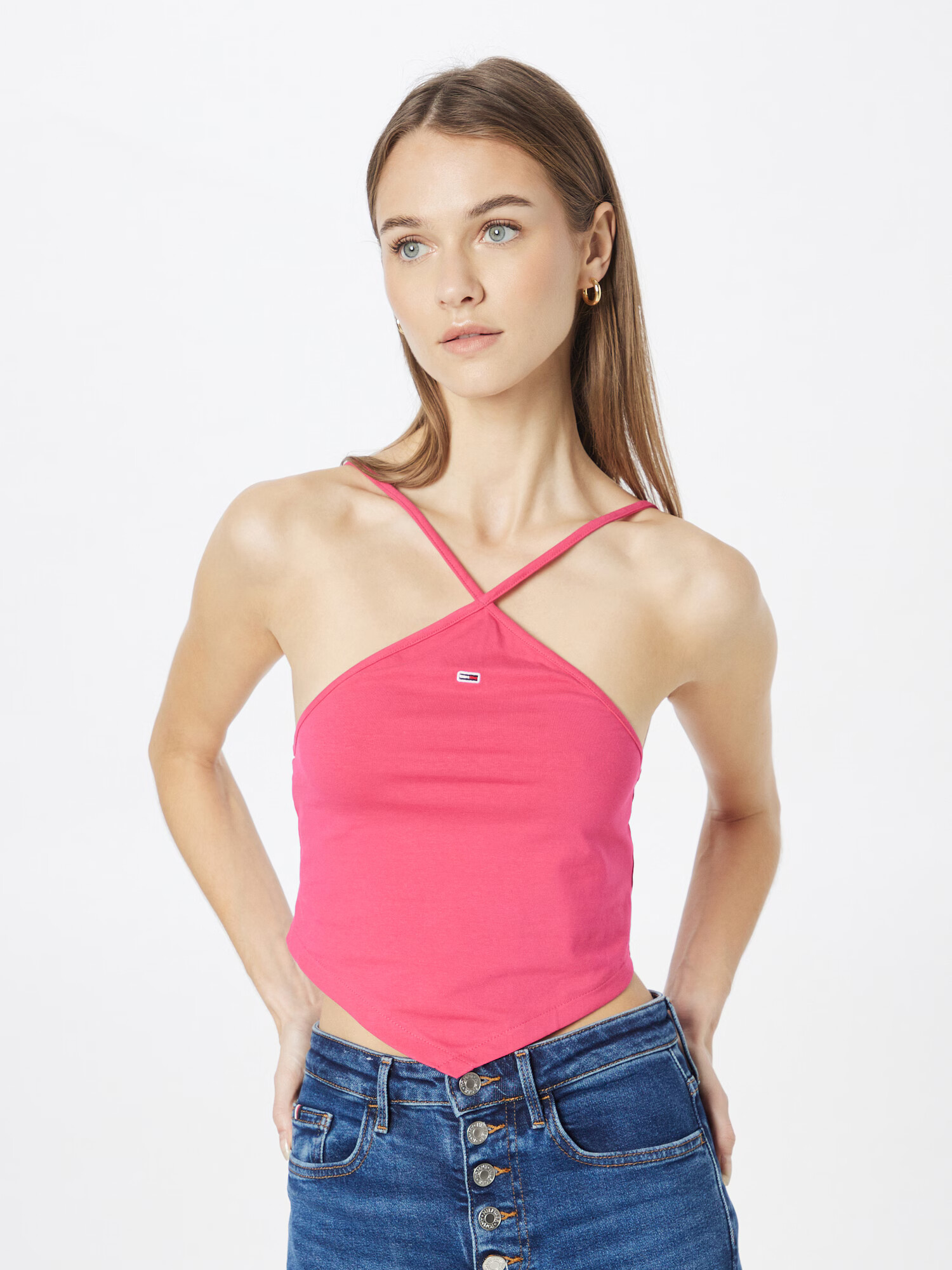 Tommy Jeans Top albastru închis / roz deschis / alb - Pled.ro