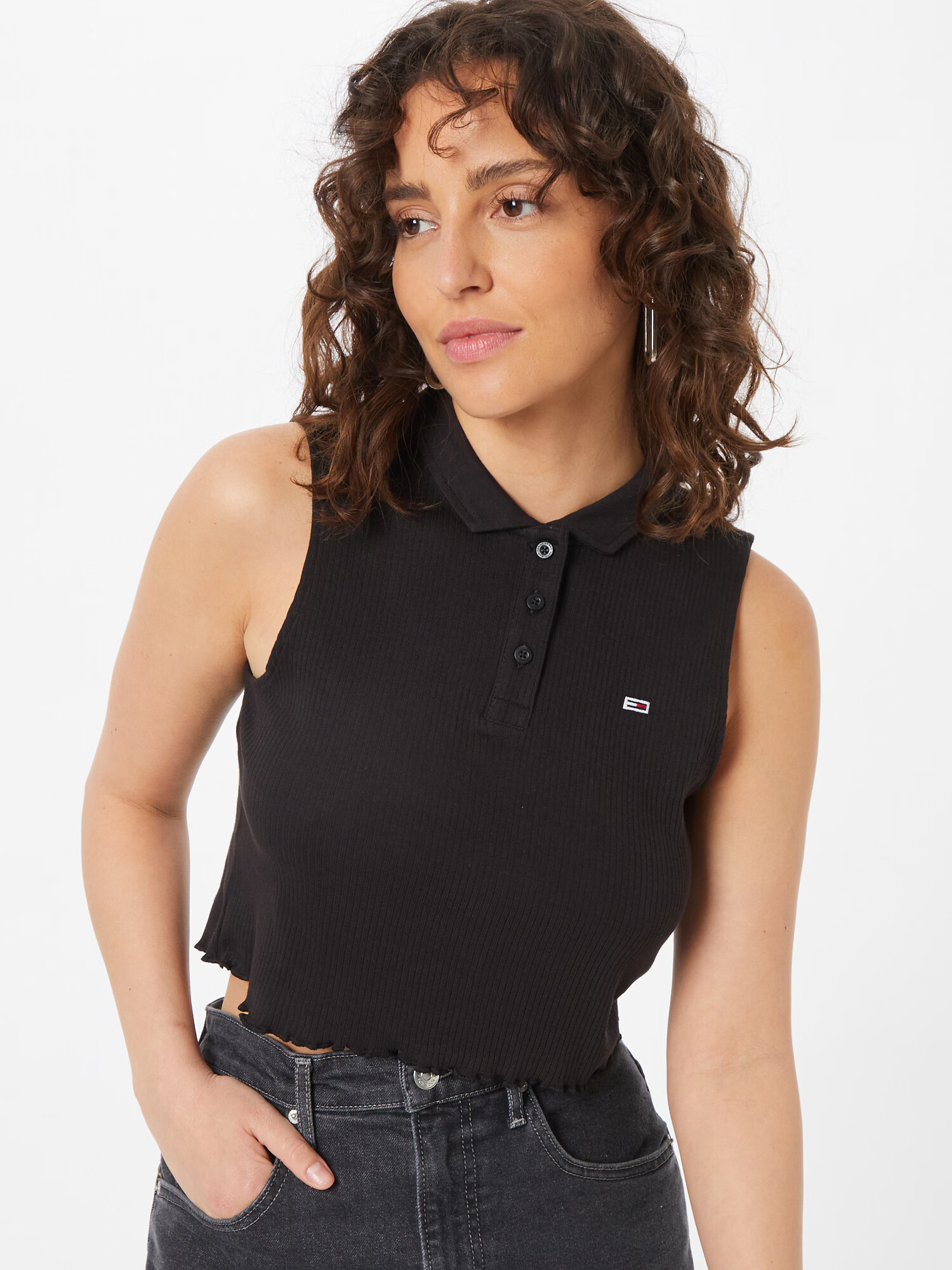 Tommy Jeans Top albastru noapte / roși aprins / negru / alb - Pled.ro