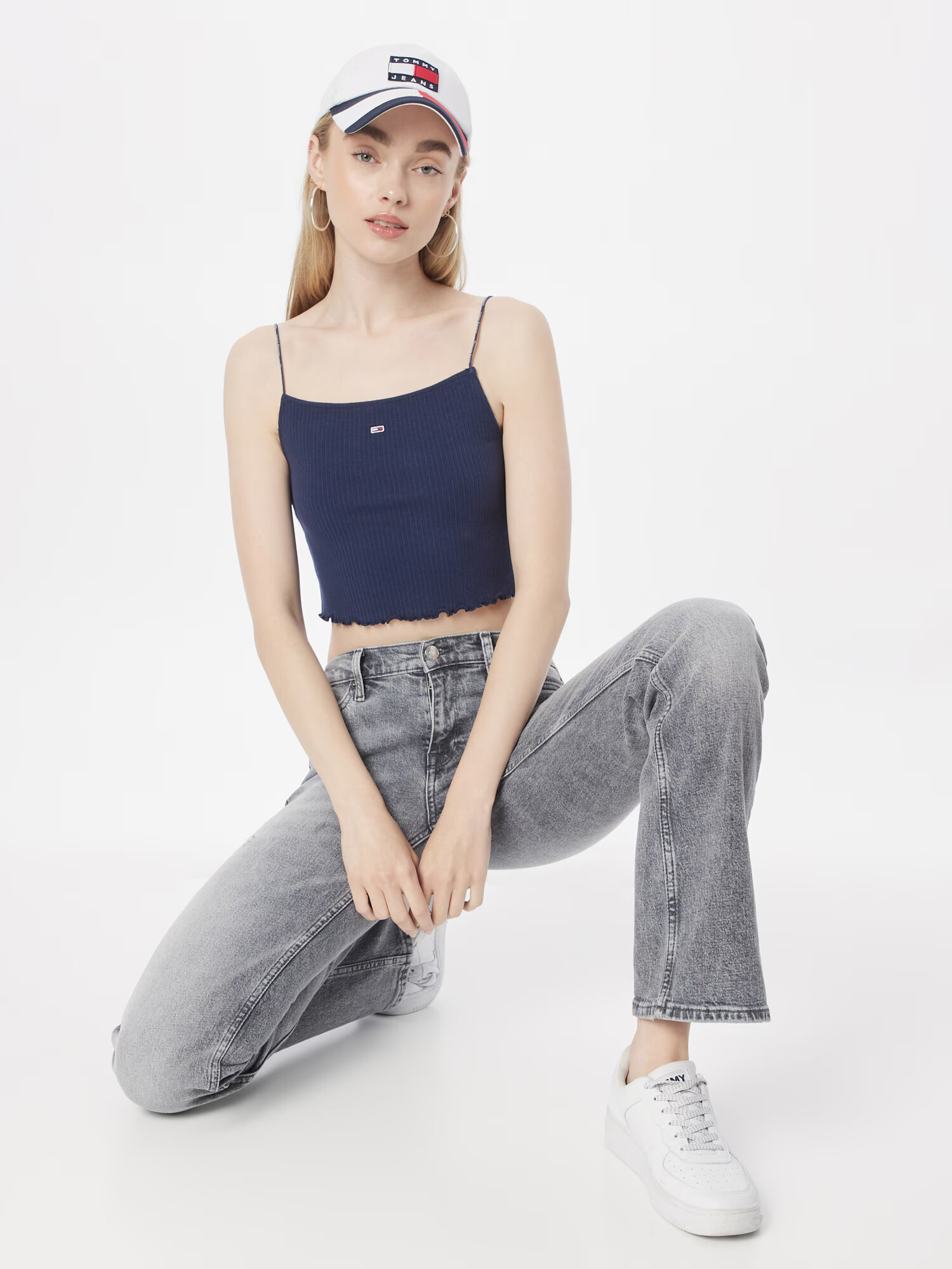 Tommy Jeans Top bleumarin / roșu / alb - Pled.ro