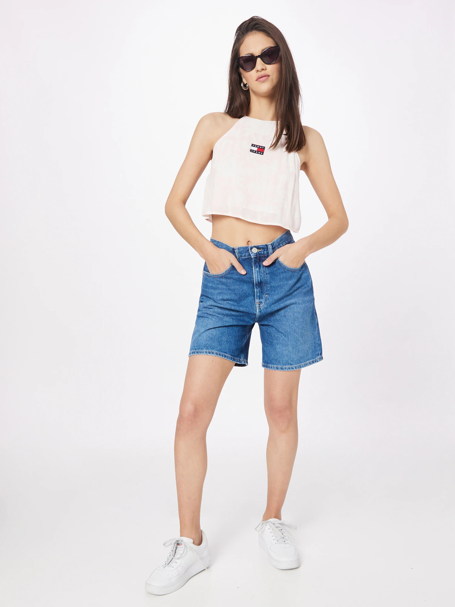 Tommy Jeans Top bleumarin / roz pudră / roșu / alb - Pled.ro