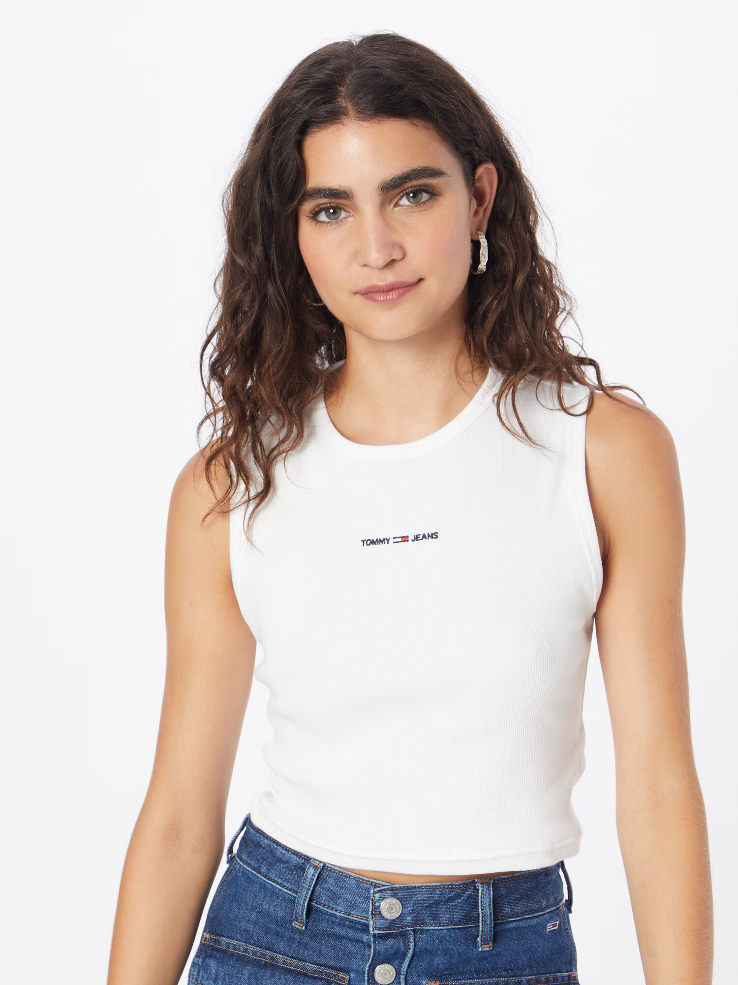 Tommy Jeans Top negru / alb - Pled.ro