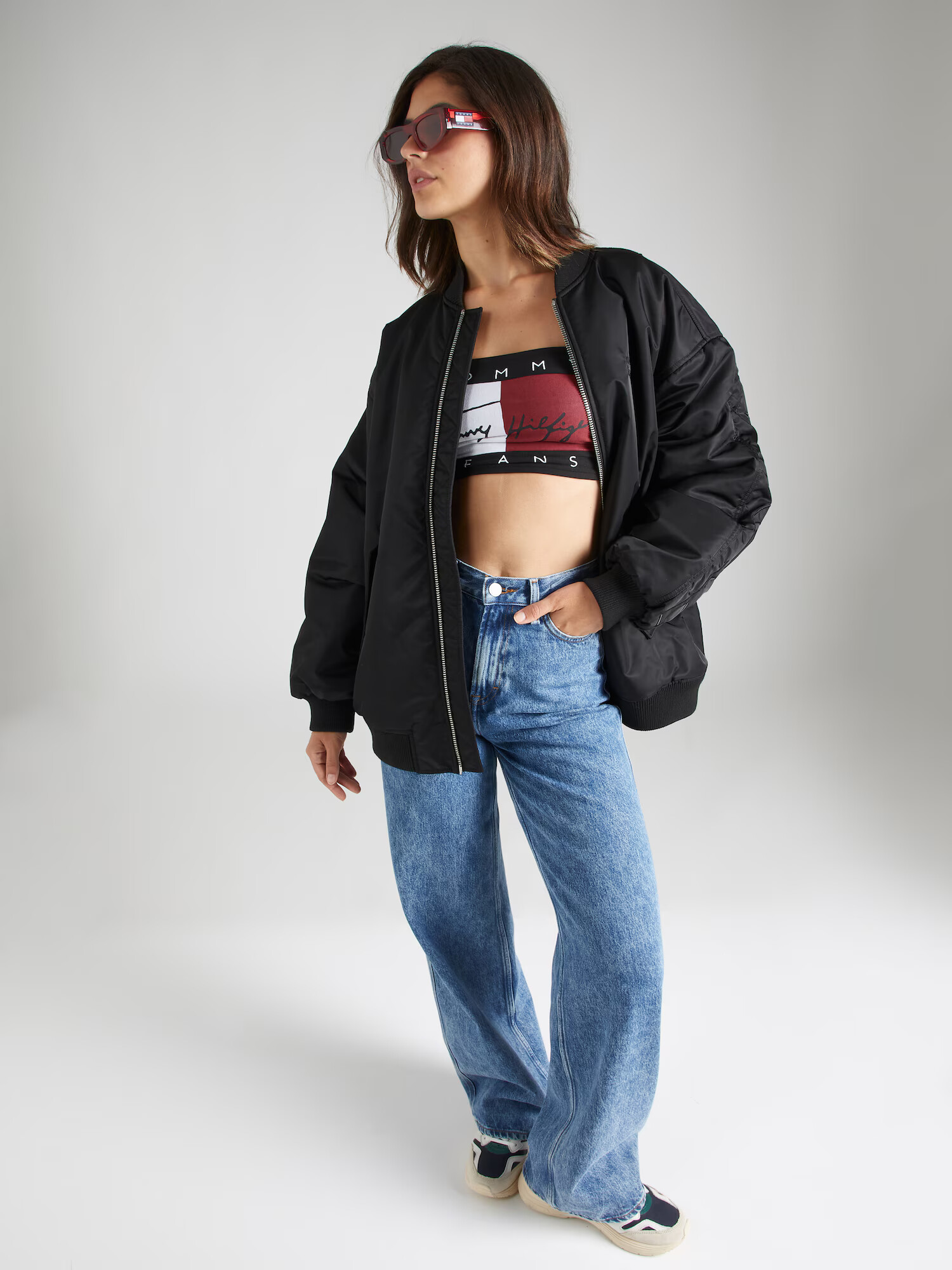 Tommy Jeans Top roșu bordeaux / negru / alb - Pled.ro