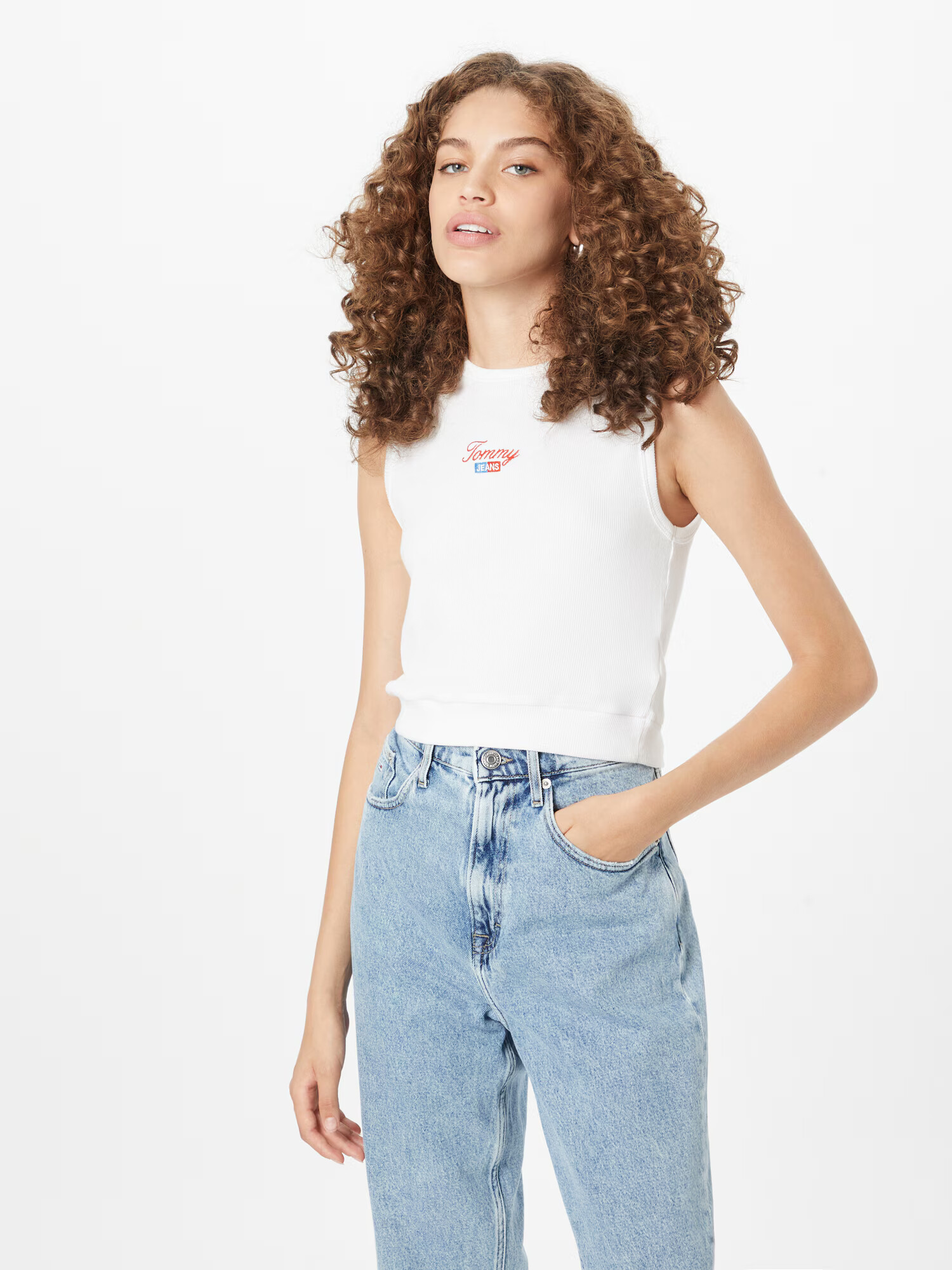 Tommy Jeans Top roșu deschis / alb - Pled.ro