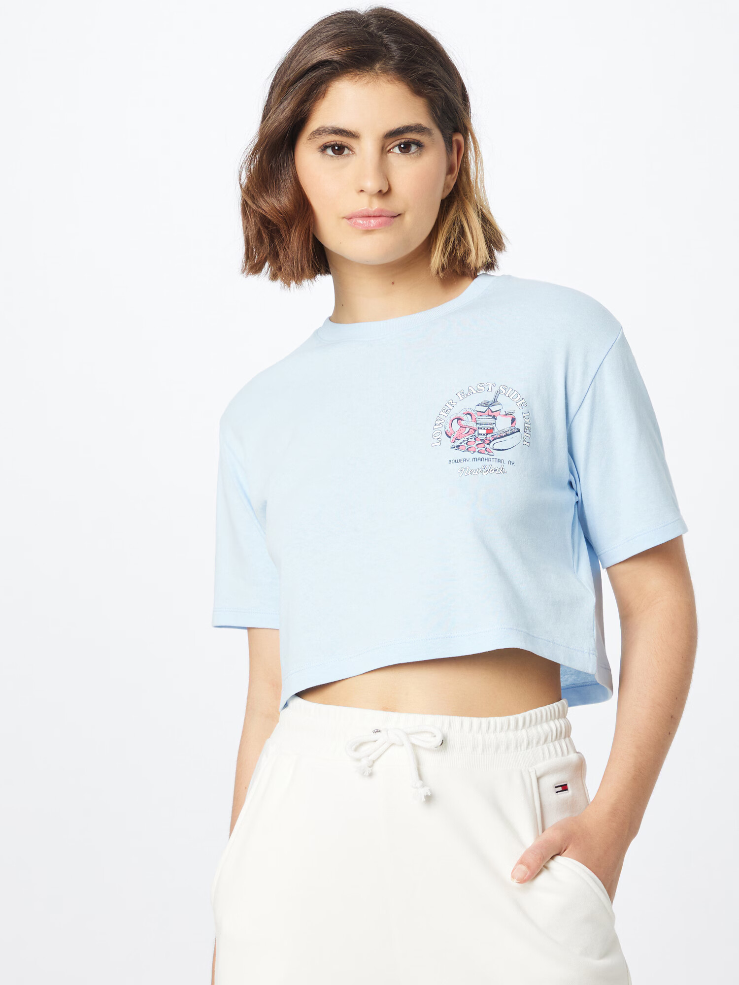 Tommy Jeans Tricou albastru deschis / roz / alb - Pled.ro