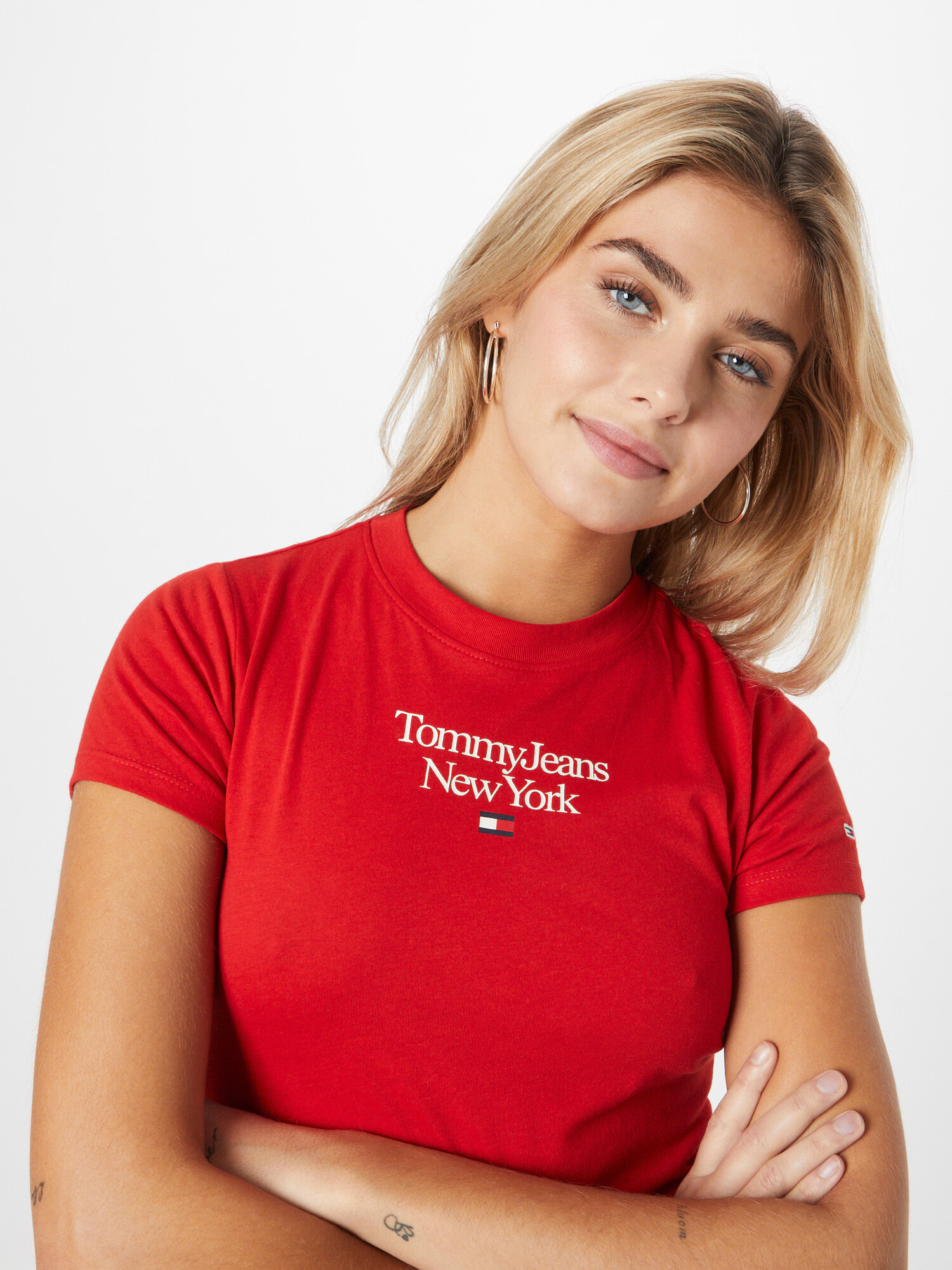 Tommy Jeans Tricou albastru închis / roși aprins / alb - Pled.ro