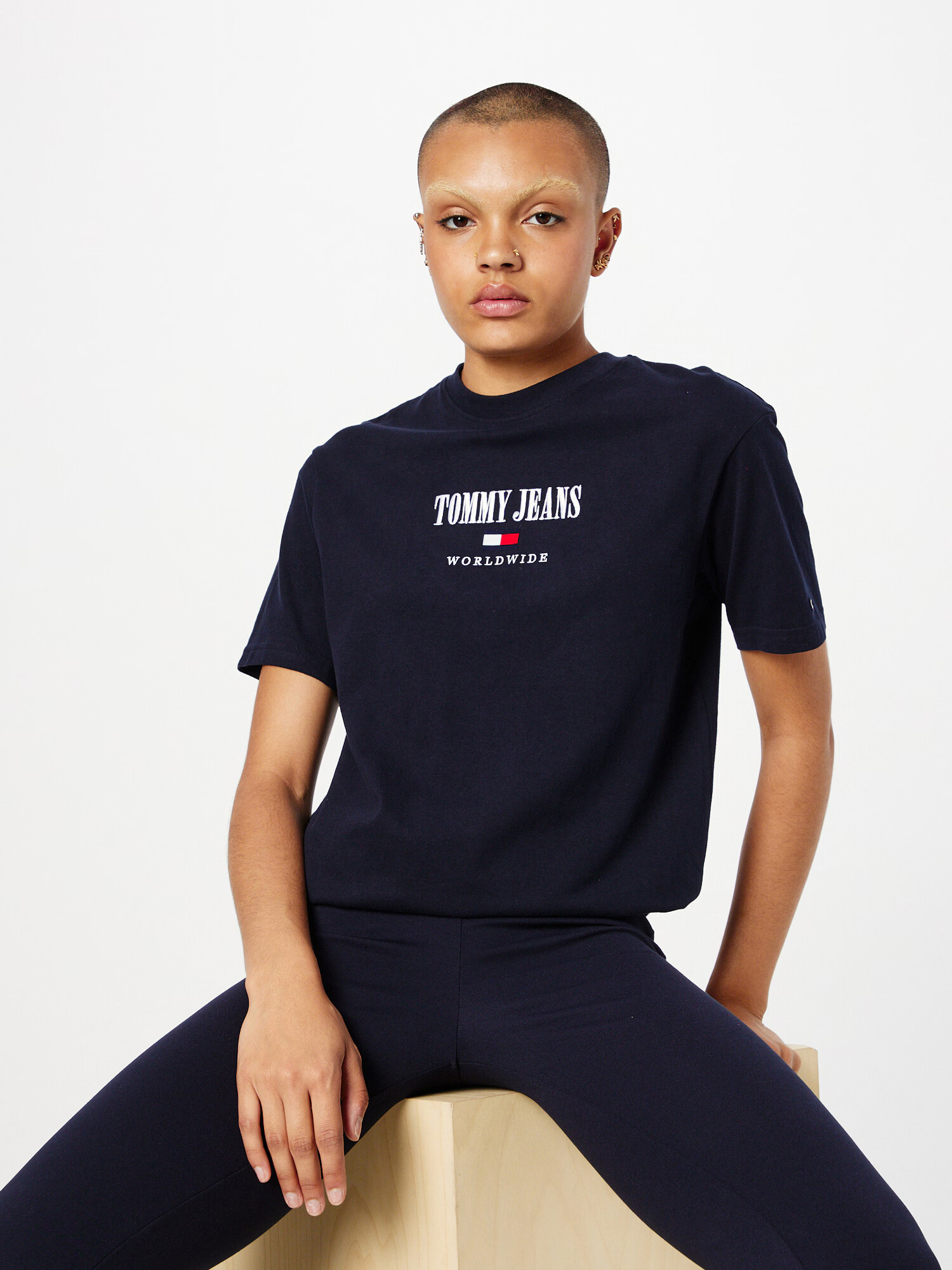 Tommy Jeans Tricou albastru închis / roși aprins / alb - Pled.ro