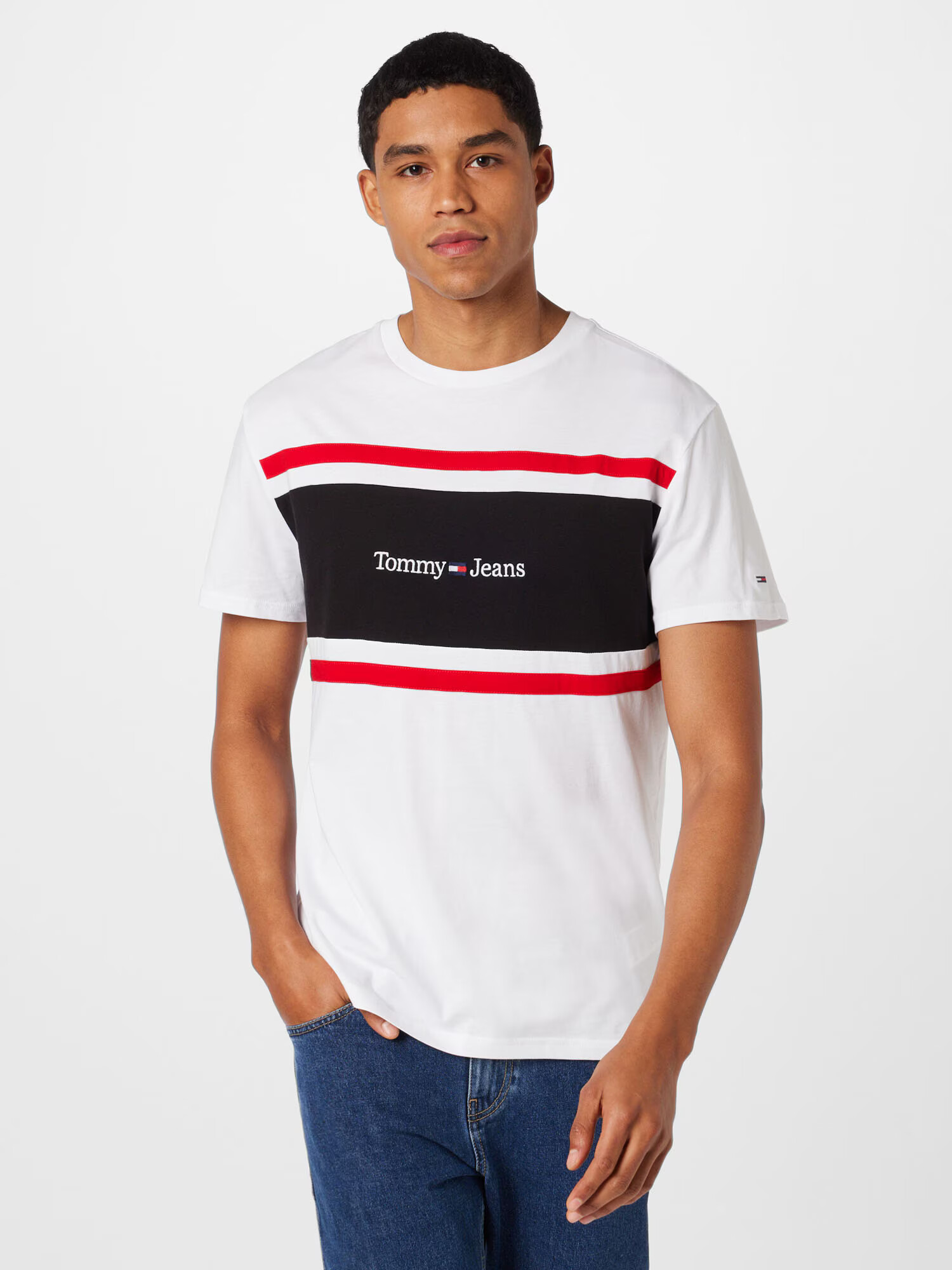 Tommy Jeans Tricou albastru închis / roșu / negru / alb murdar - Pled.ro