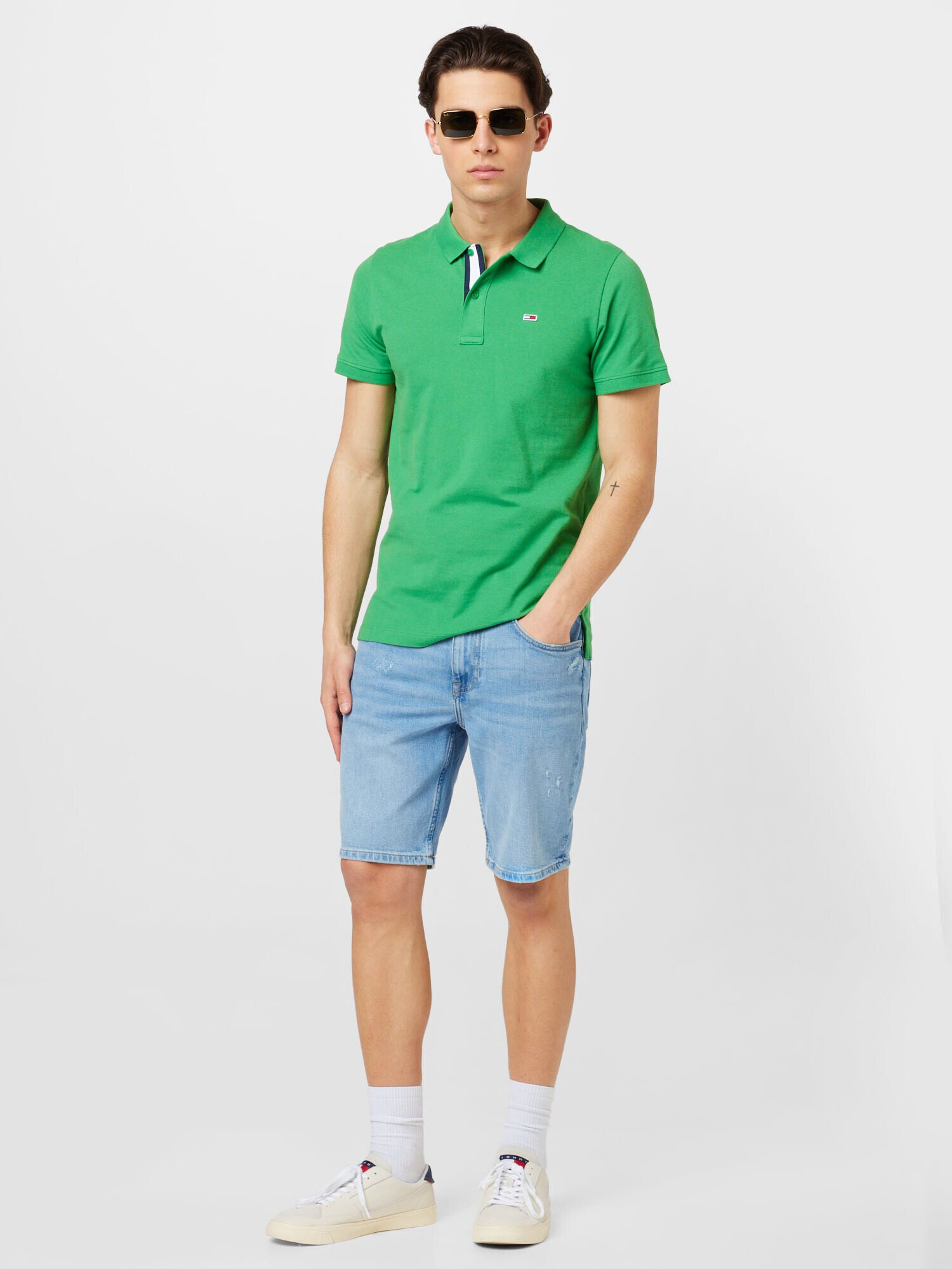 Tommy Jeans Tricou albastru închis / verde deschis / alb - Pled.ro