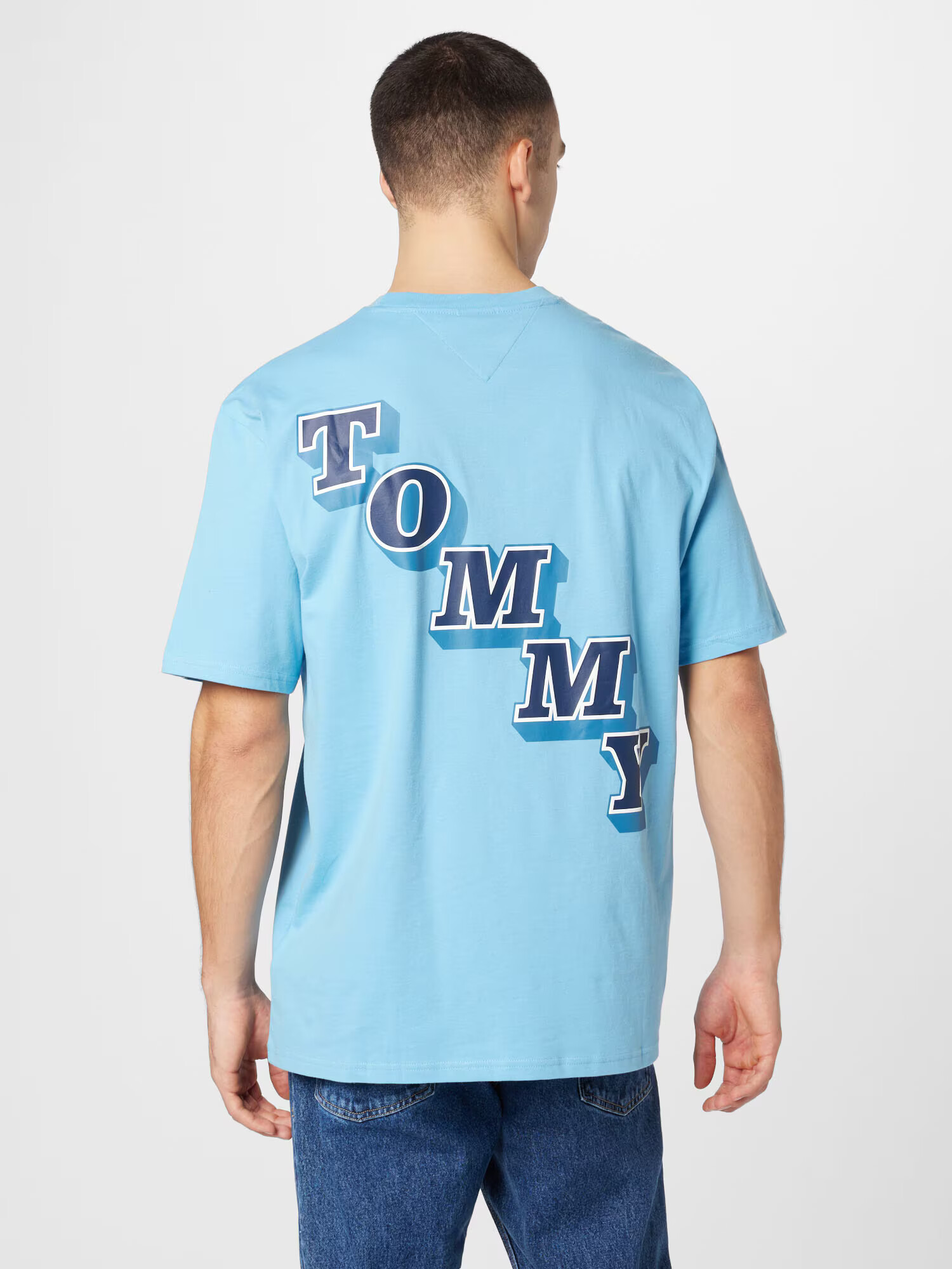 Tommy Jeans Tricou albastru noapte / albastru deschis / alb - Pled.ro