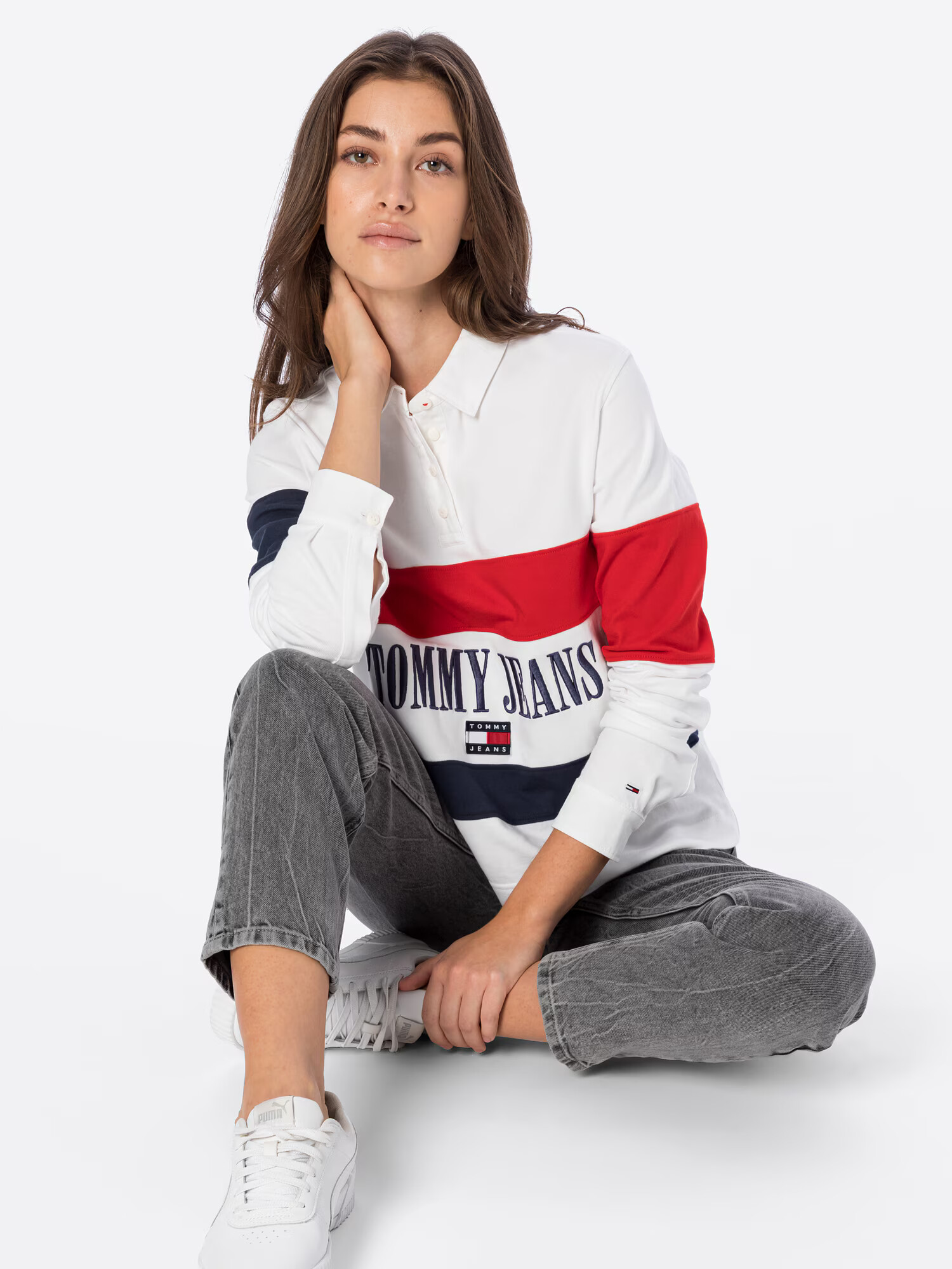 Tommy Jeans Tricou albastru noapte / roșu / alb - Pled.ro