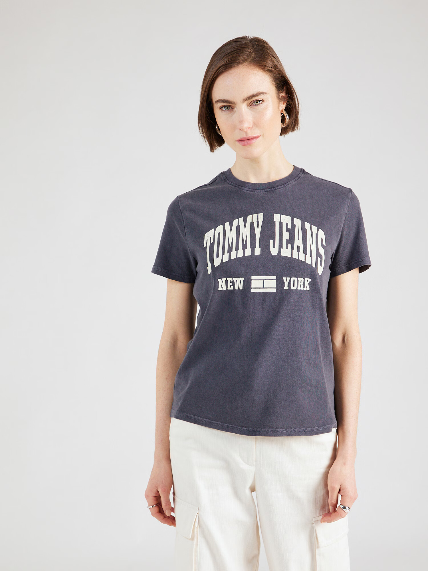 Tommy Jeans Tricou albastru porumbel / alb - Pled.ro