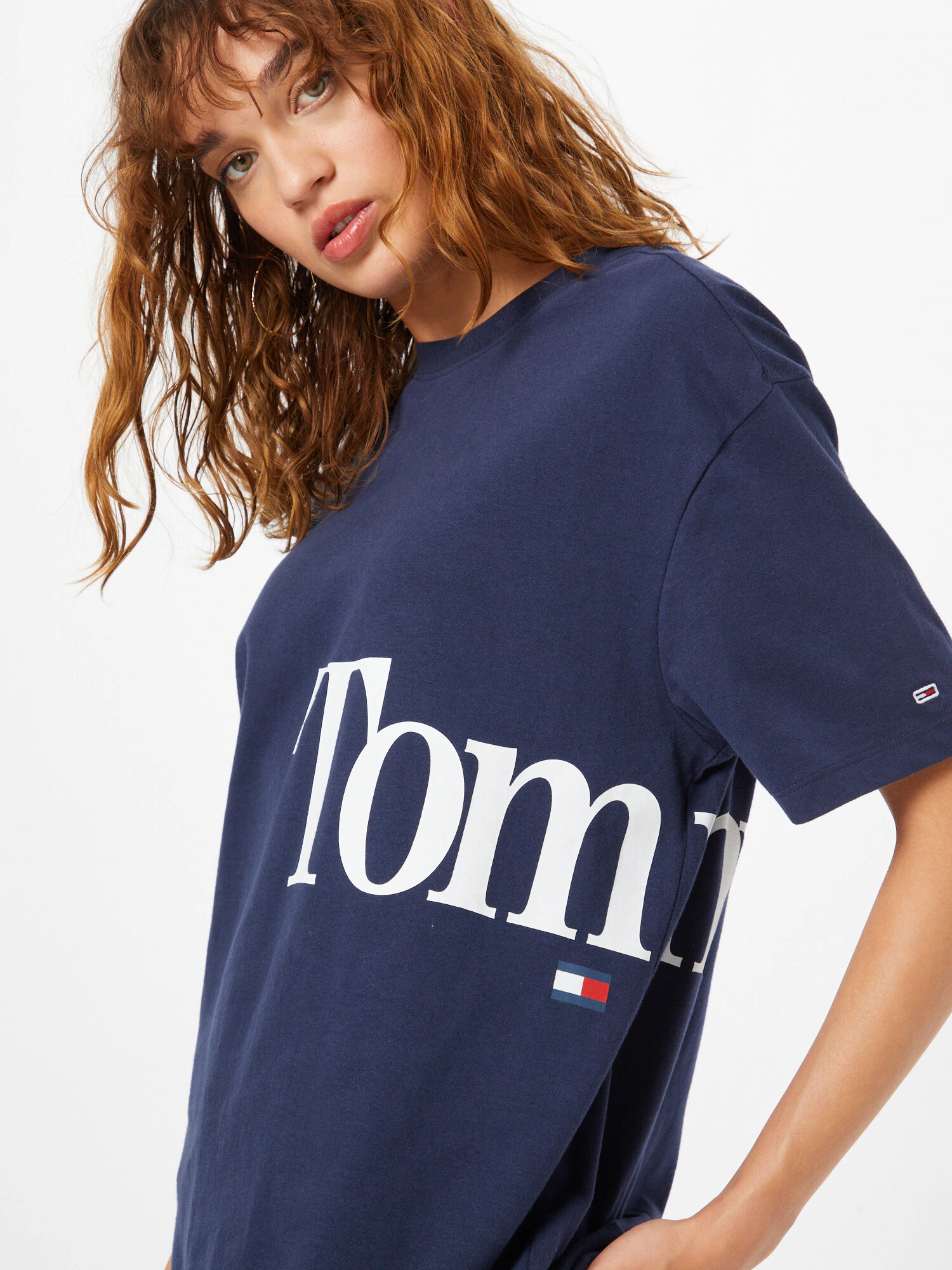 Tommy Jeans Tricou bleumarin / alb - Pled.ro