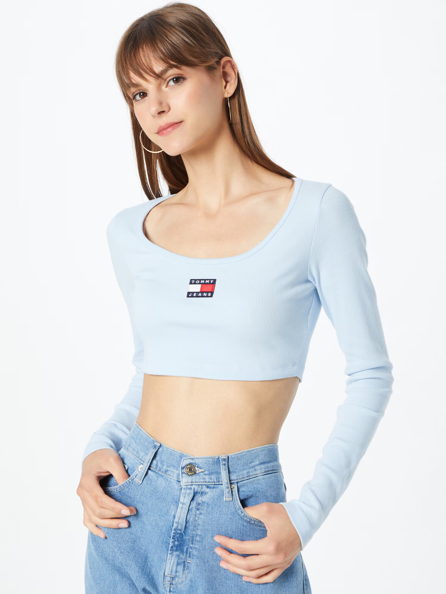 Tommy Jeans Tricou bleumarin / albastru deschis / roșu / alb - Pled.ro