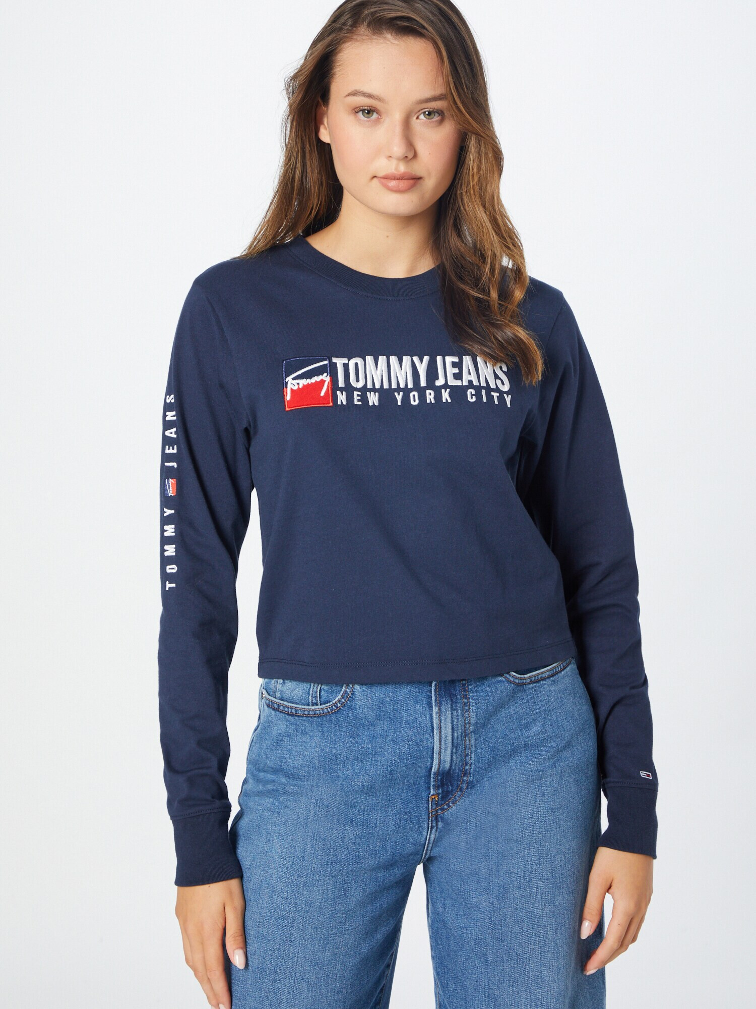 Tommy Jeans Tricou bleumarin / roși aprins / alb - Pled.ro