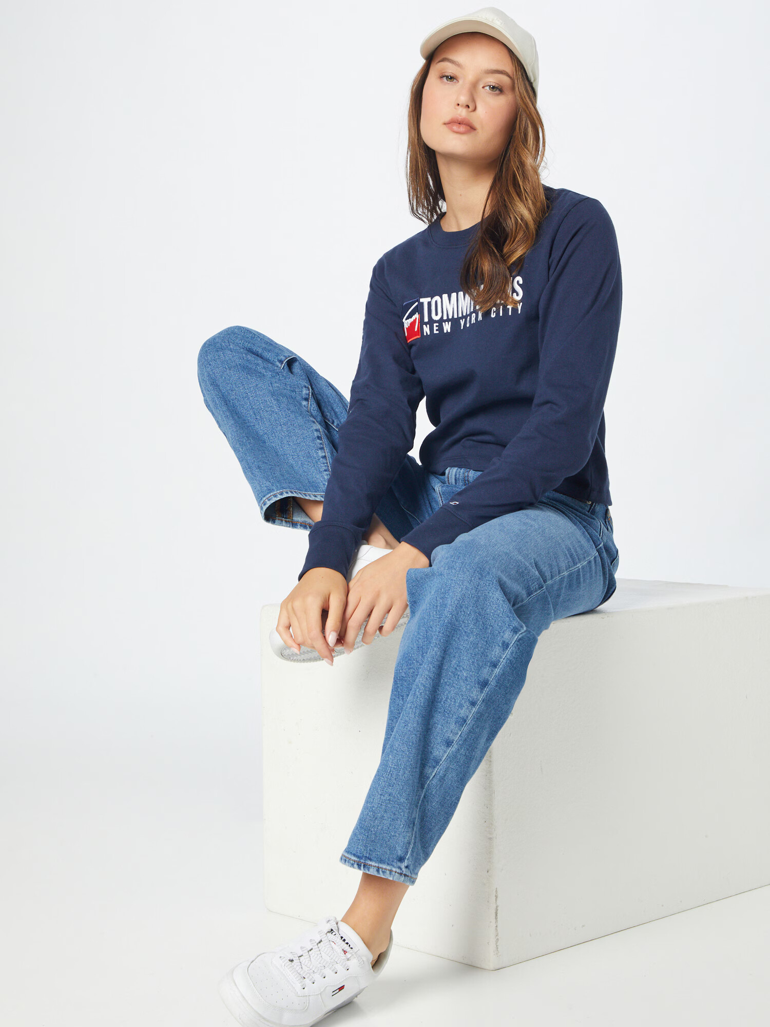 Tommy Jeans Tricou bleumarin / roși aprins / alb - Pled.ro