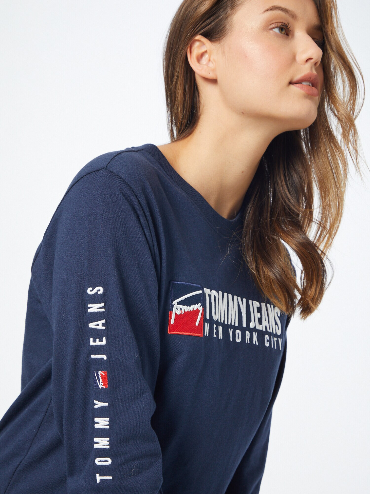 Tommy Jeans Tricou bleumarin / roși aprins / alb - Pled.ro