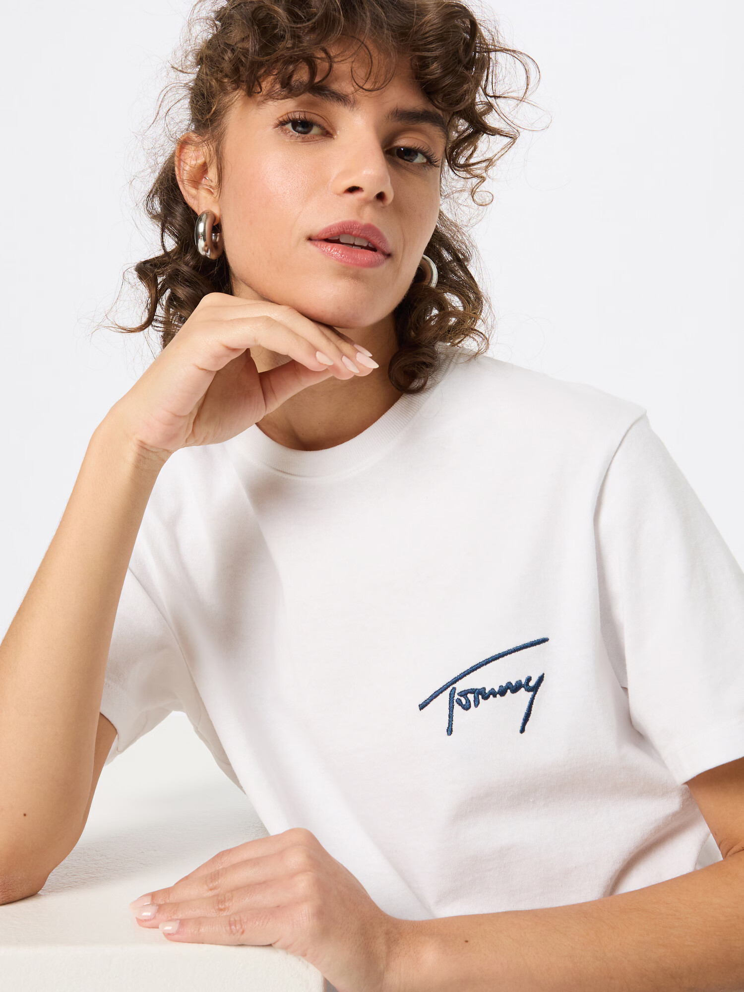 Tommy Jeans Tricou bleumarin / roși aprins / alb - Pled.ro